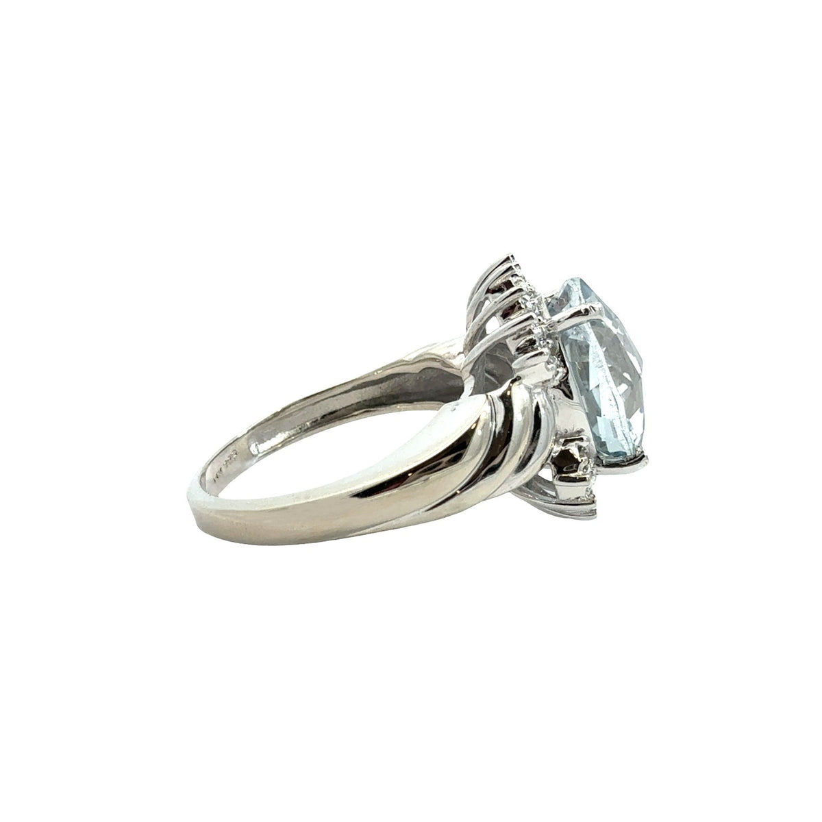 Vintage 14k White Gold 7.62tcw Topaz & 0.09cttw Damond Halo Cocktail Ring2
