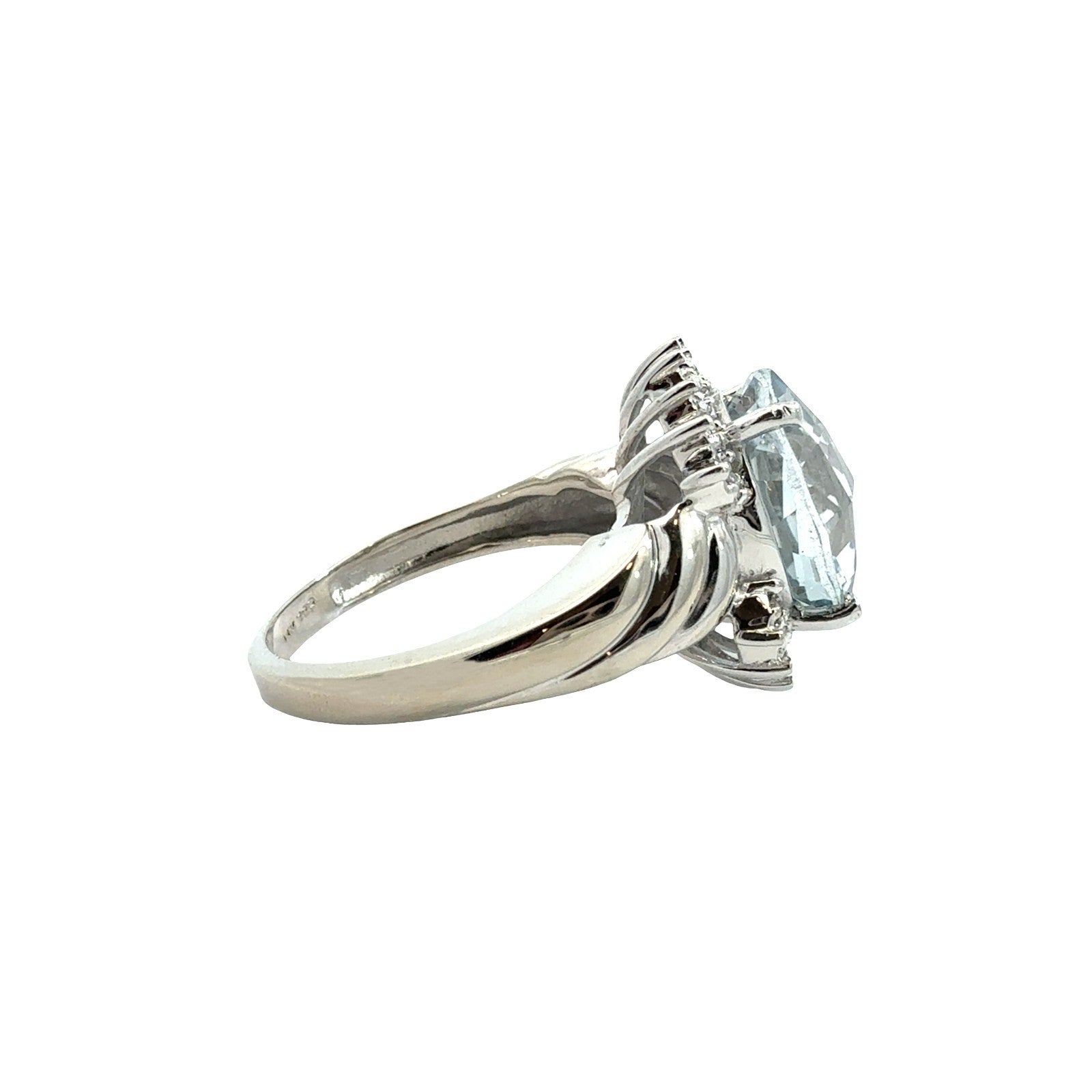 Vintage 14k White Gold 7.62tcw Topaz & 0.09cttw Damond Halo Cocktail Ring2