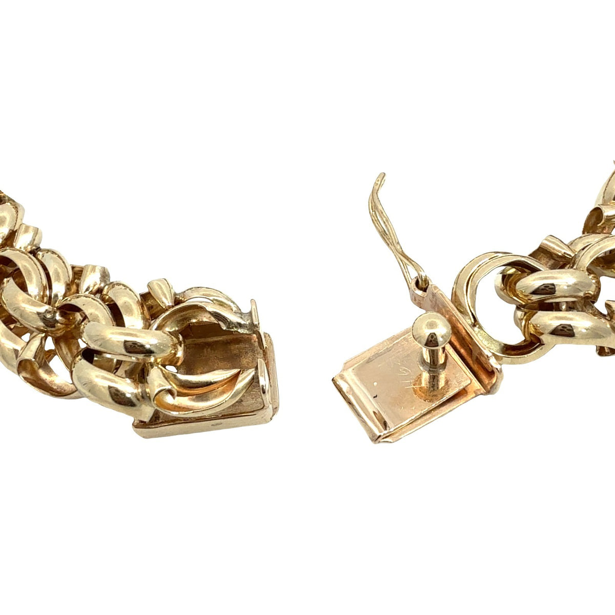 14k Yellow Gold Stamped Chunky Double Interlocking Link Chain Bracelet 7.5"5