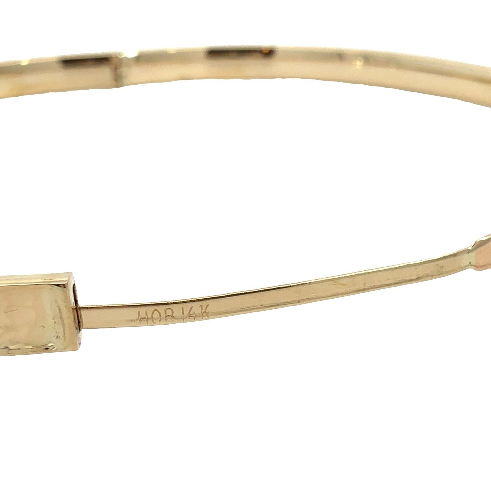 14k Yellow Gold Textured Hinged Bangle Bracelet 7.5"6