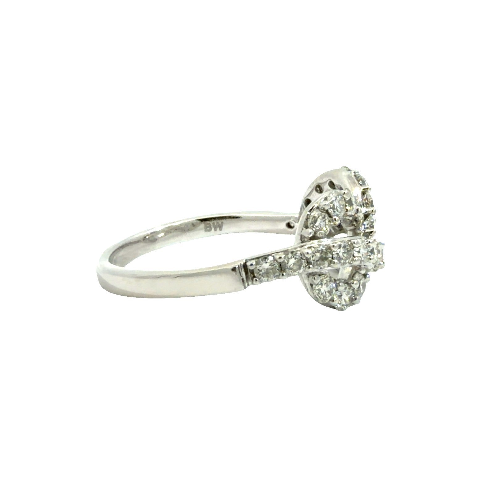 14k White Gold 0.93ctw Round Brilliant Diamond Infinity Ring Size 7.50