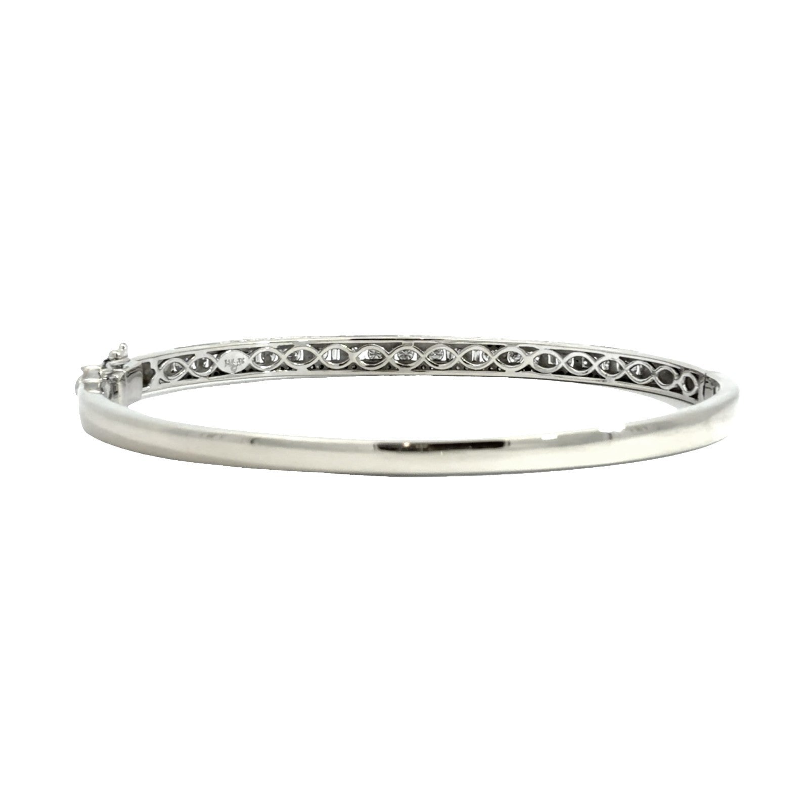 14k White Gold and 1.65ctw Diamond Bangle Bracelet 7"2