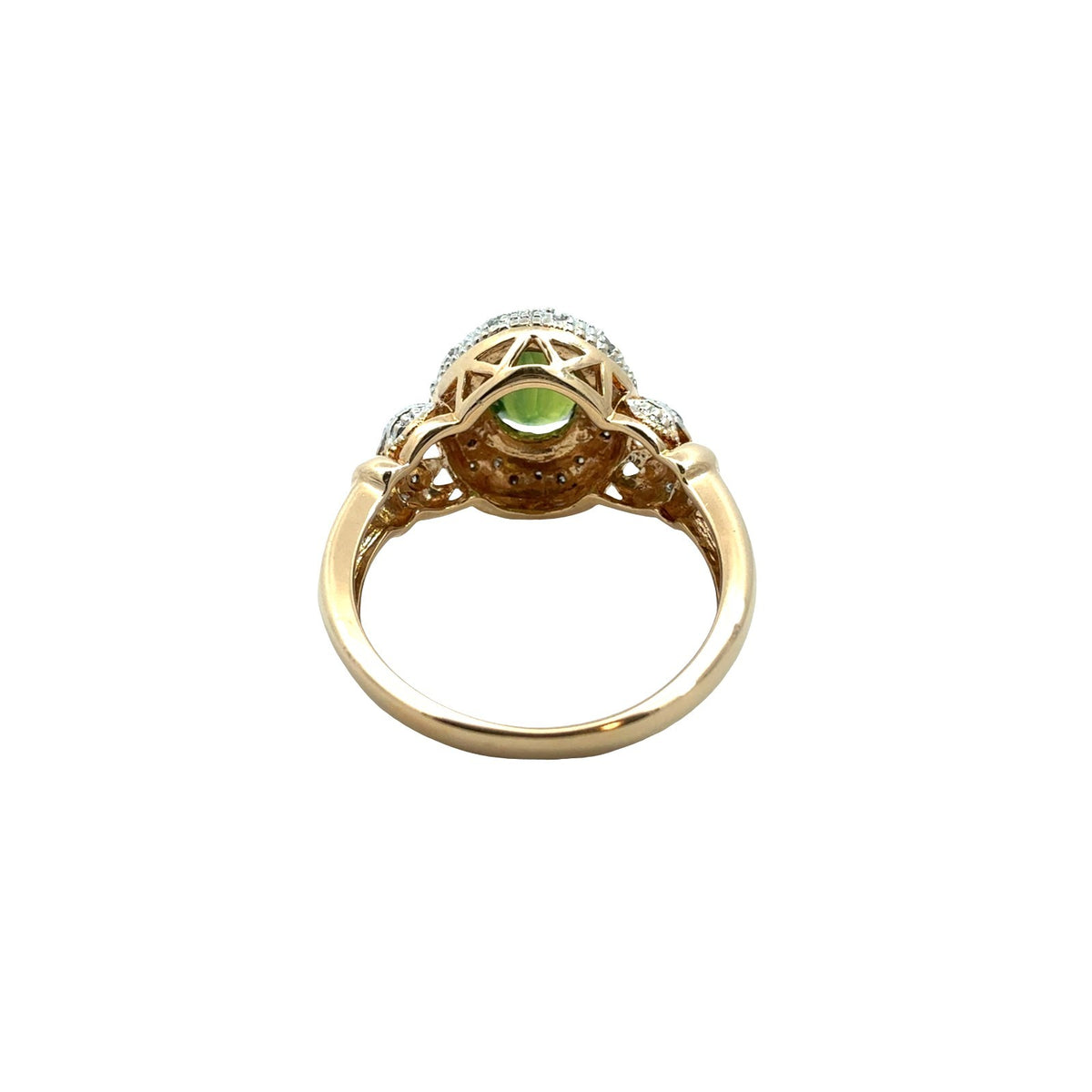 14k Gold Two-Tone 0.17cttw Diamond and 1.90tcw Oval Green Sapphire Cocktail Ring3