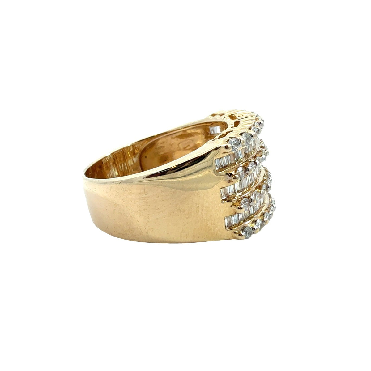 14k Yellow Gold Band Ring with 1.20ctw Prong and Channel Set Diamonds Size 7.254