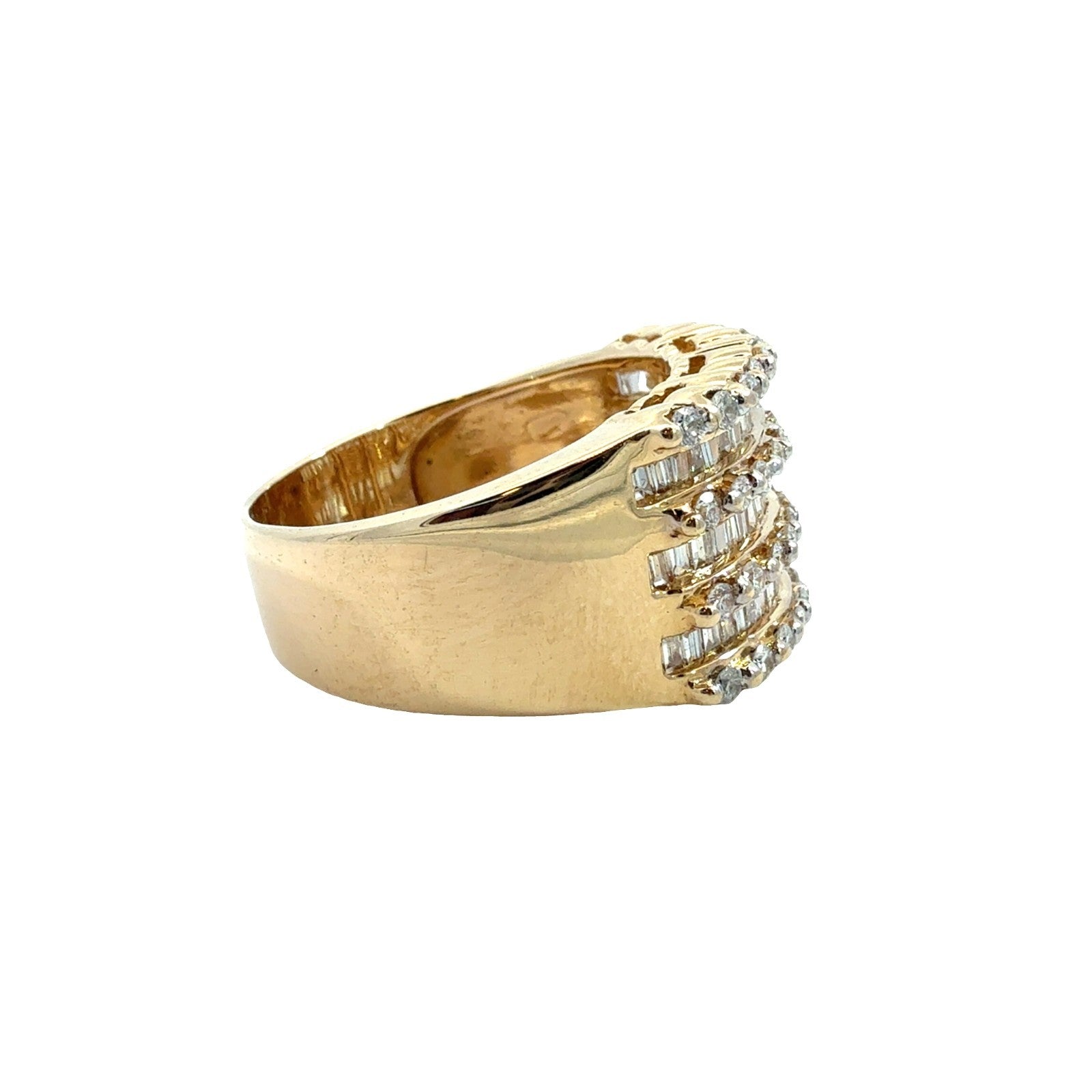 14k Yellow Gold Band Ring with 1.20ctw Prong and Channel Set Diamonds Size 7.254