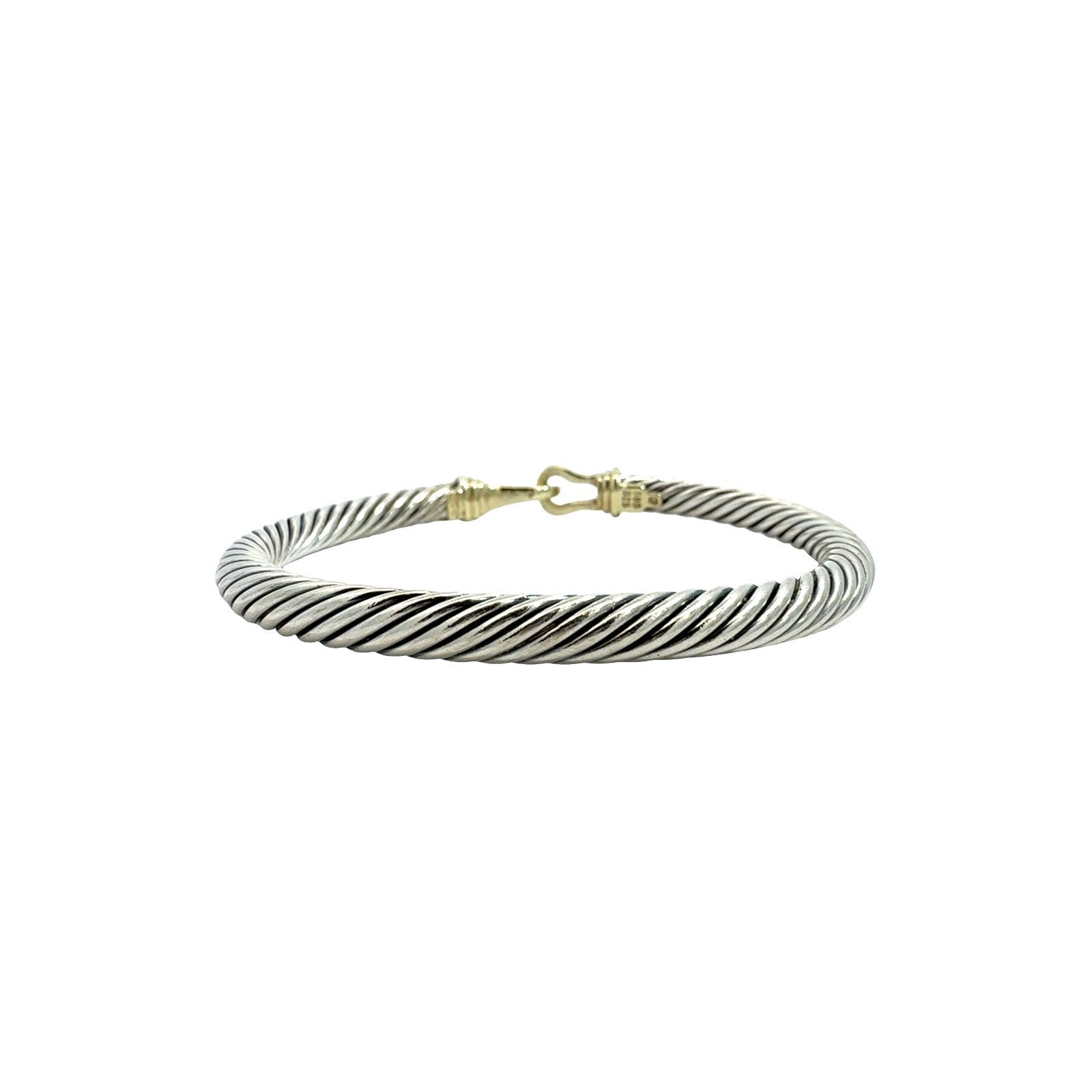 David Yurman Sterling Silver Two-Tone Twisted Cable Bangle with Gold Clasp3