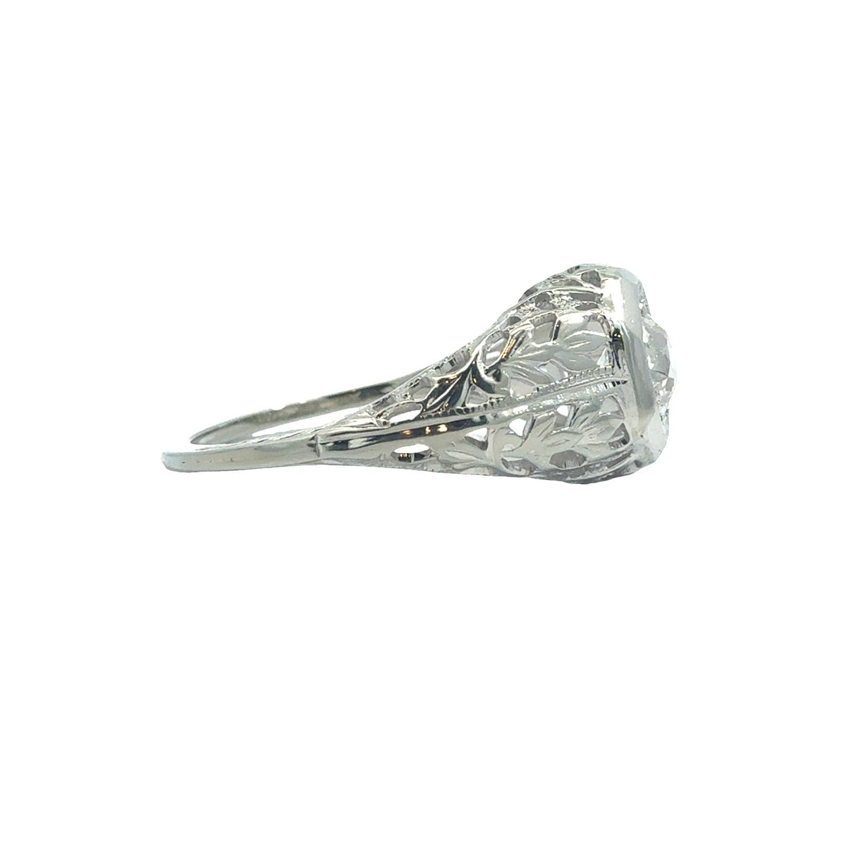 Vintage 18k White Gold Solitaire Euro Cut 0.58ctw Diamond Engagement Ring Size 63