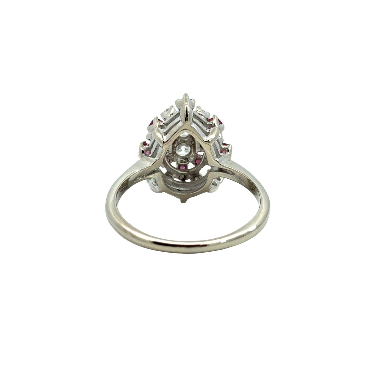 Vintage 14k White Gold Stamped 0.64cttw Ruby and 0.47cttw Diamond Cluster Ring3