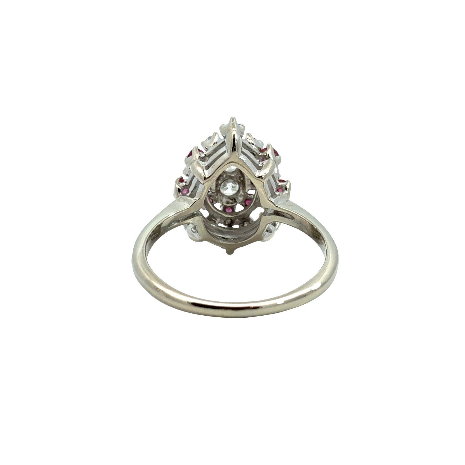 Vintage 14k White Gold Stamped 0.64cttw Ruby and 0.47cttw Diamond Cluster Ring3
