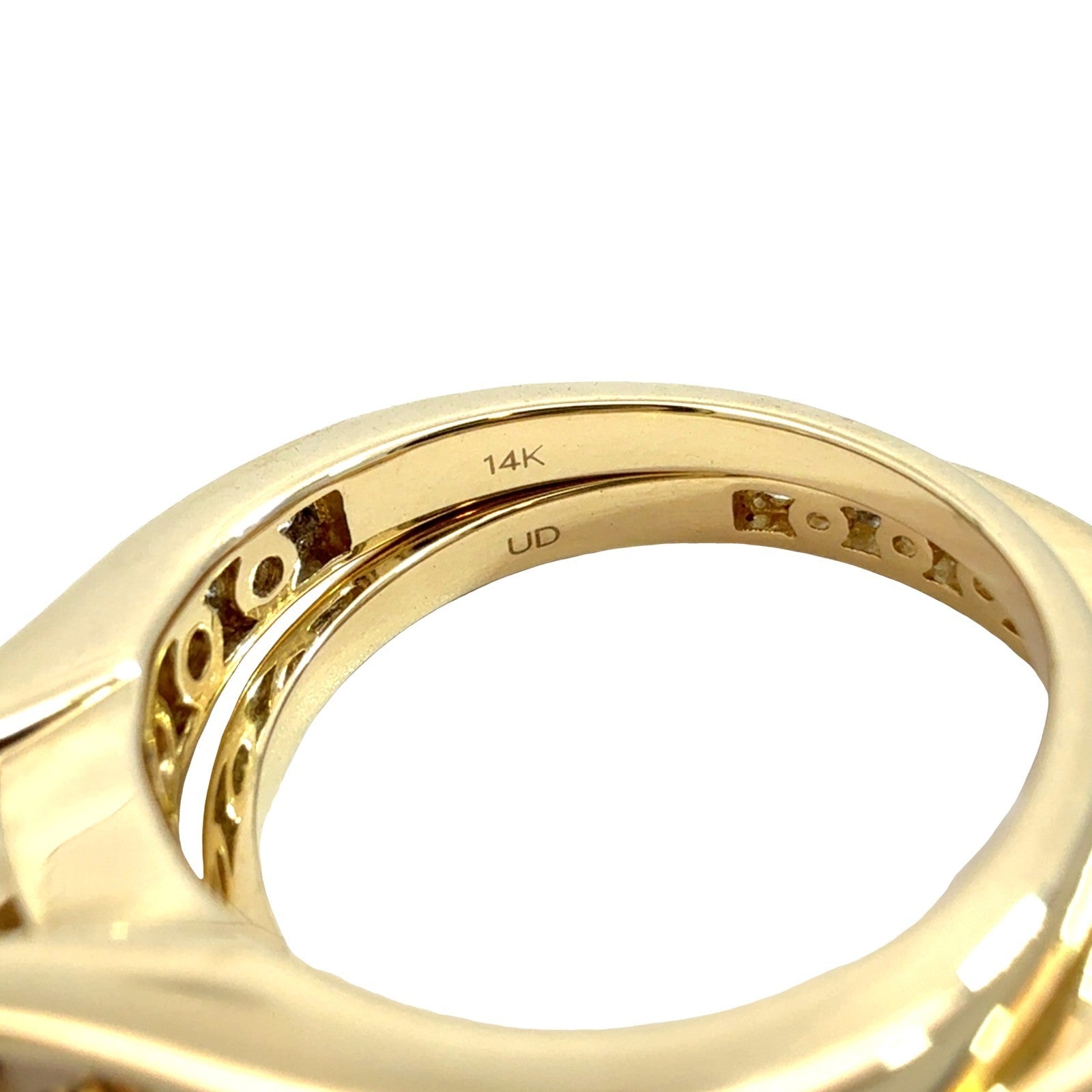 14k Yellow Gold 1.16cttw Diamond Cluster Engagement Ring Set Size 6.756