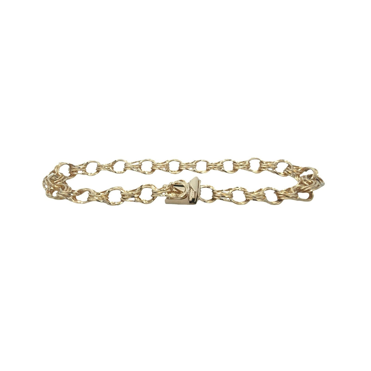 14k Yellow Gold Stamped Link Chain Bracelet 7.5"3
