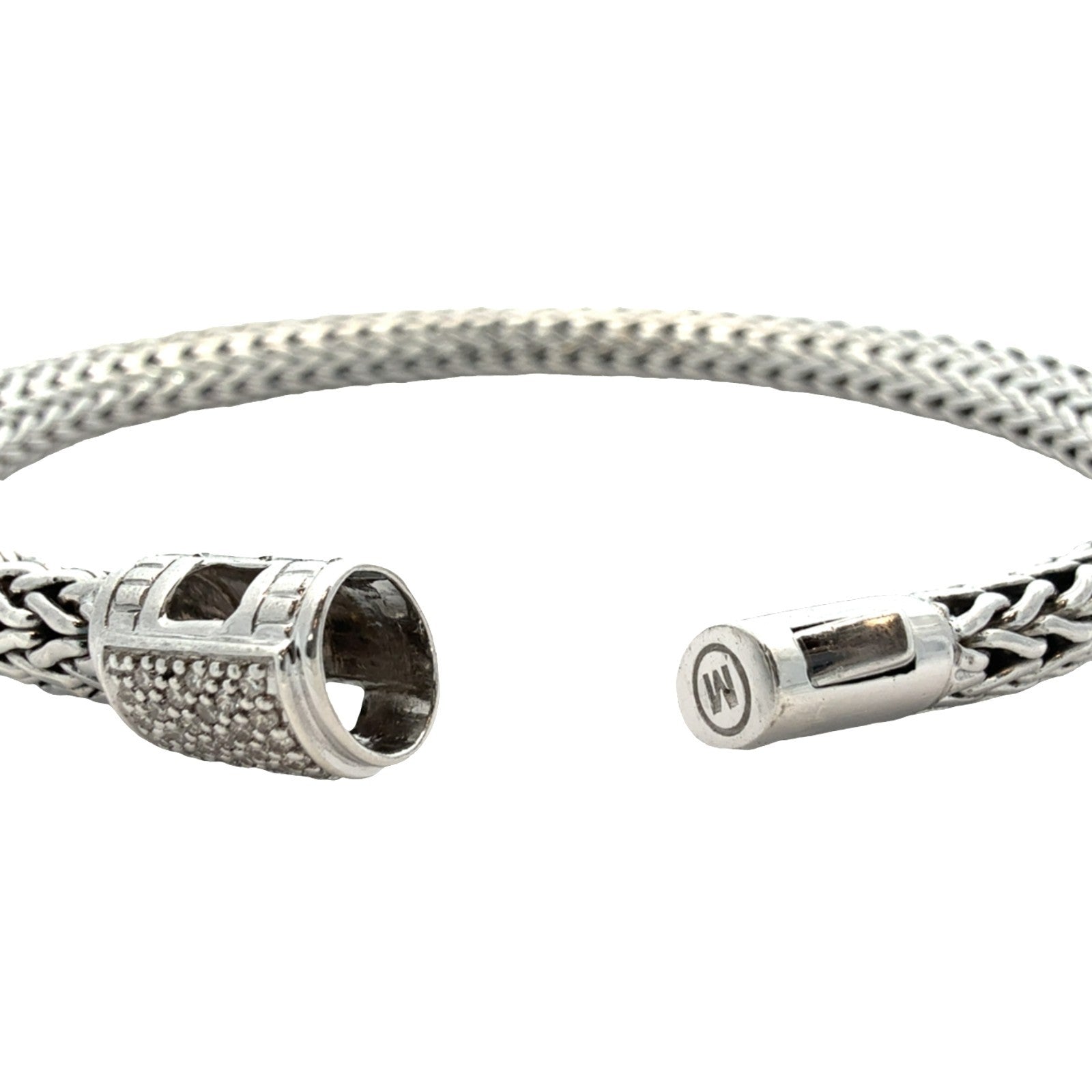 John Hardy Sterling Silver Icon Bracelet with Pavé Diamond Clasp 7.25"6