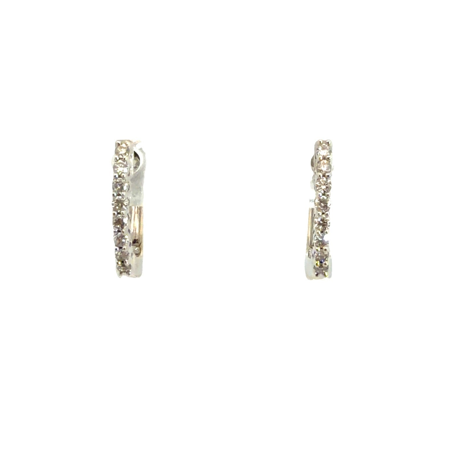 14k White Gold & 0.16cttw Diamond Huggie Hoop Earrings0