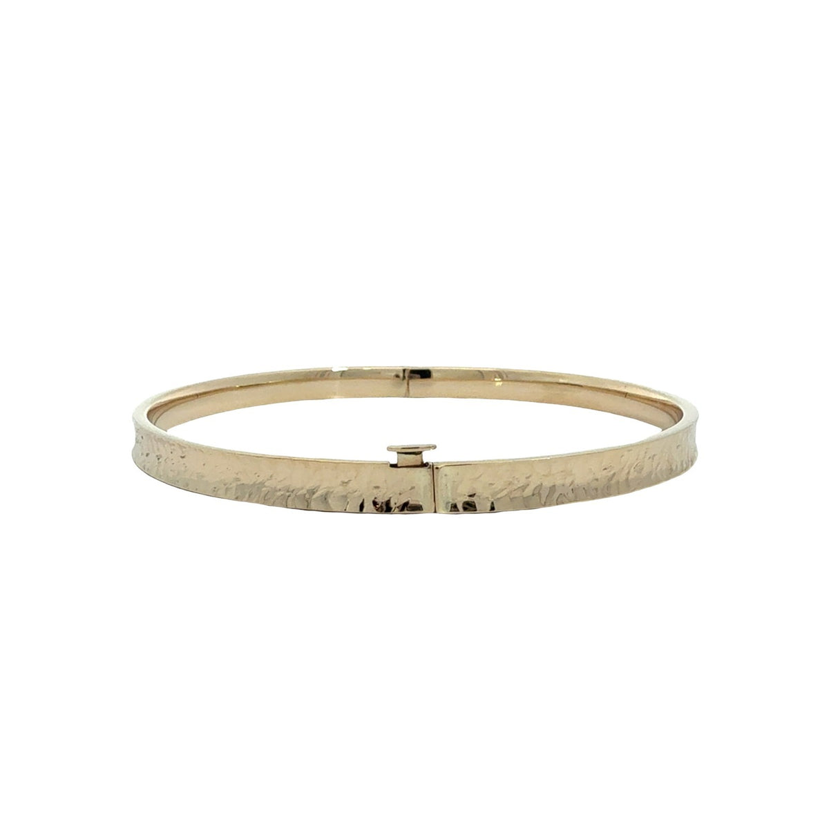 14k Yellow Gold Textured Hinged Bangle Bracelet 7.5"4