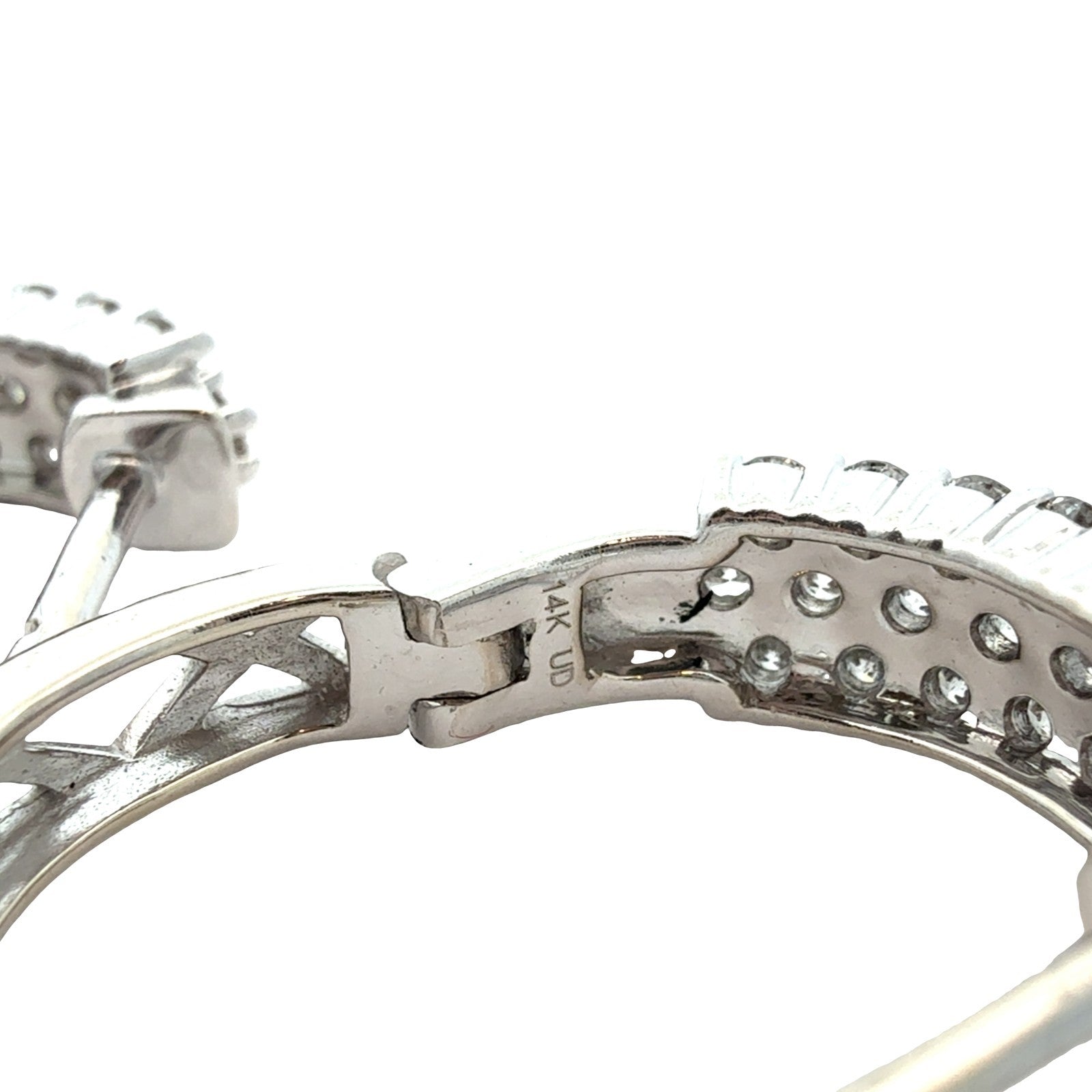 14k White Gold 1.00cttw Diamond Three-Row Pave Hoop Earrings6