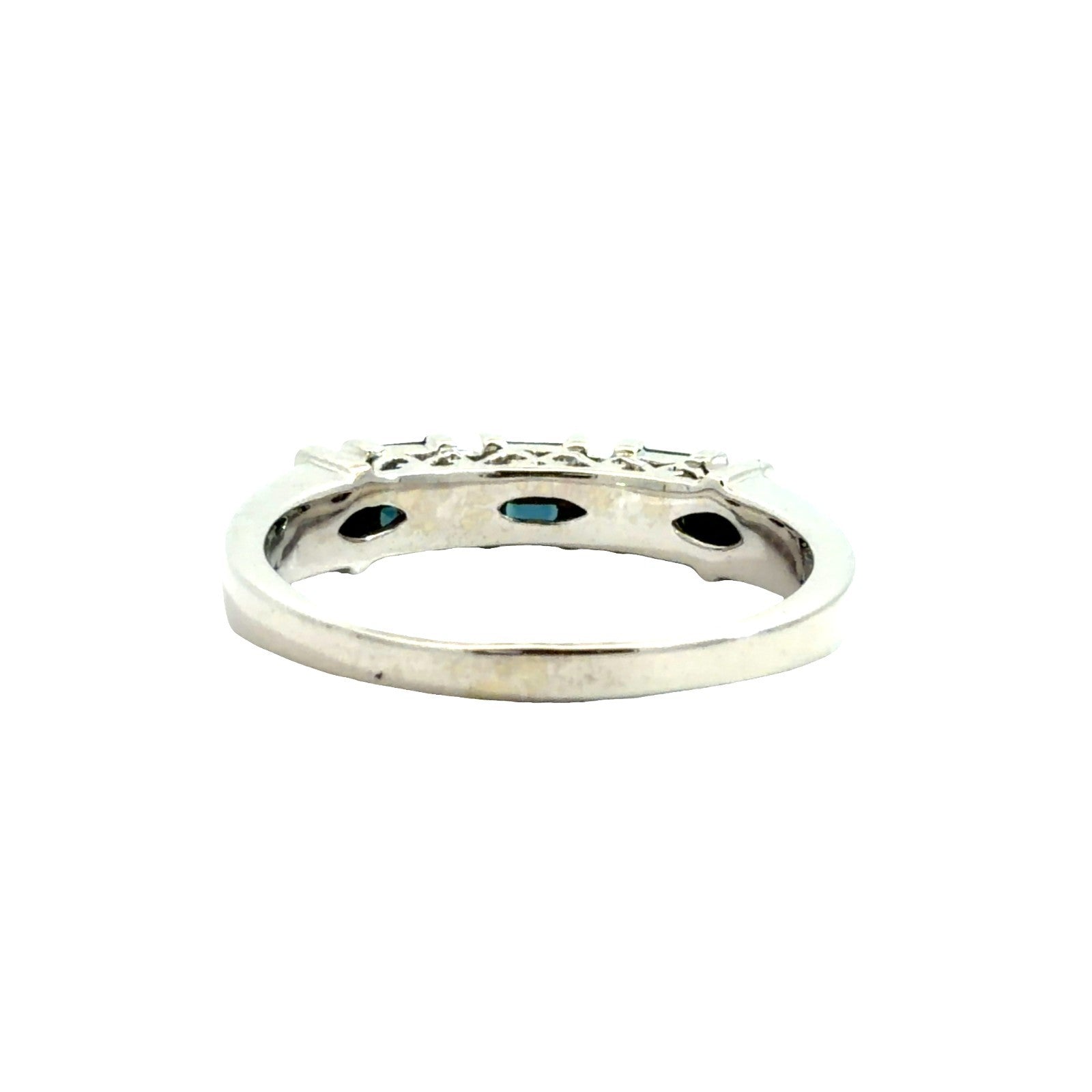 14k White Gold Channel Set 0.10ctw Diamond and 0.42ctw Sapphire Band Ring Size 93