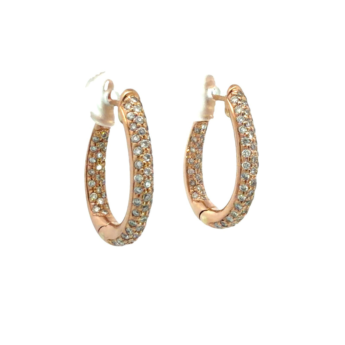 18k Rose Gold and 1.00ctw Diamond Hoop Earrings1