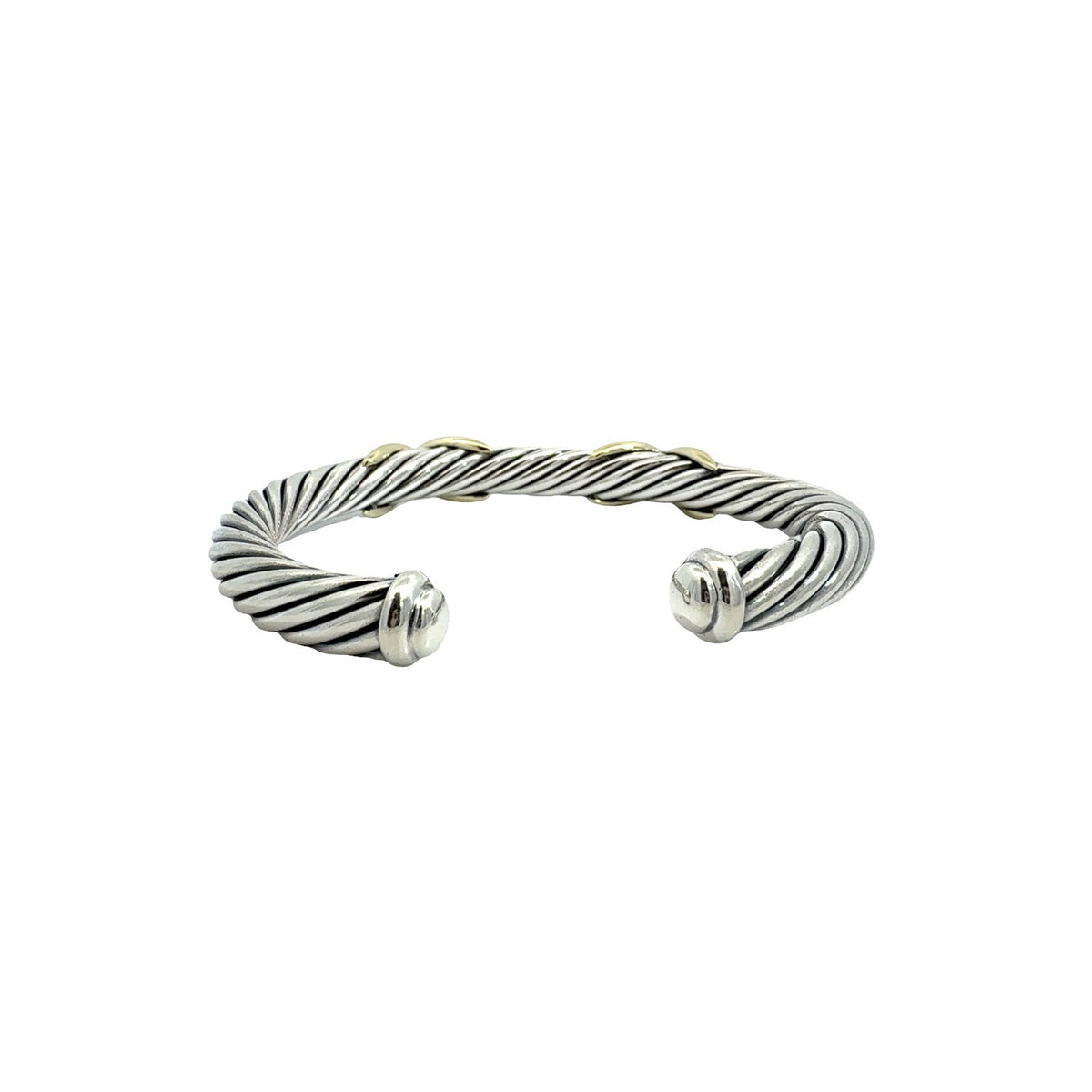 David Yurman Sterling Silver and 14k Yellow Gold Twisted Cable Bangle Bracelet3