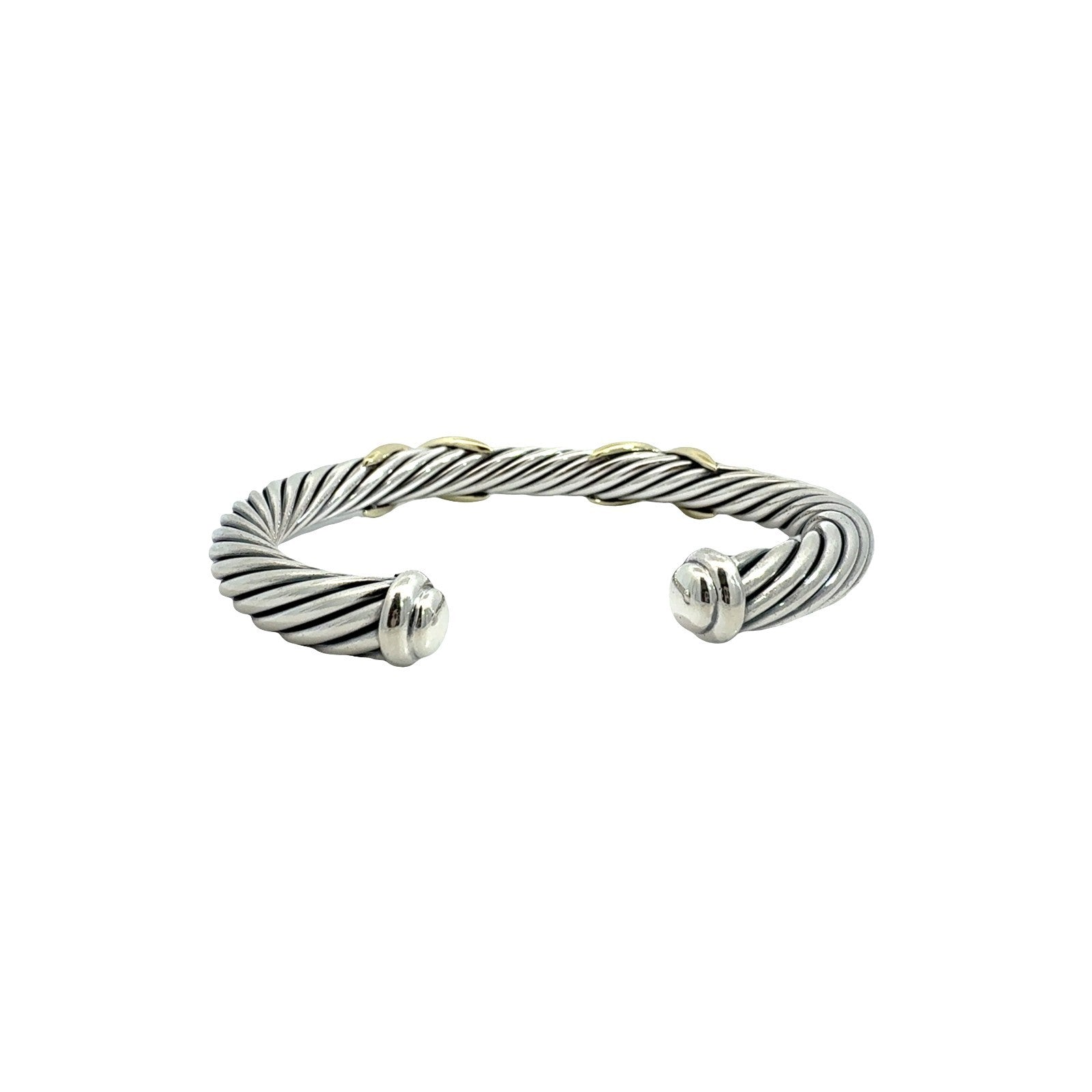 David Yurman Sterling Silver and 14k Yellow Gold Twisted Cable Bangle Bracelet3