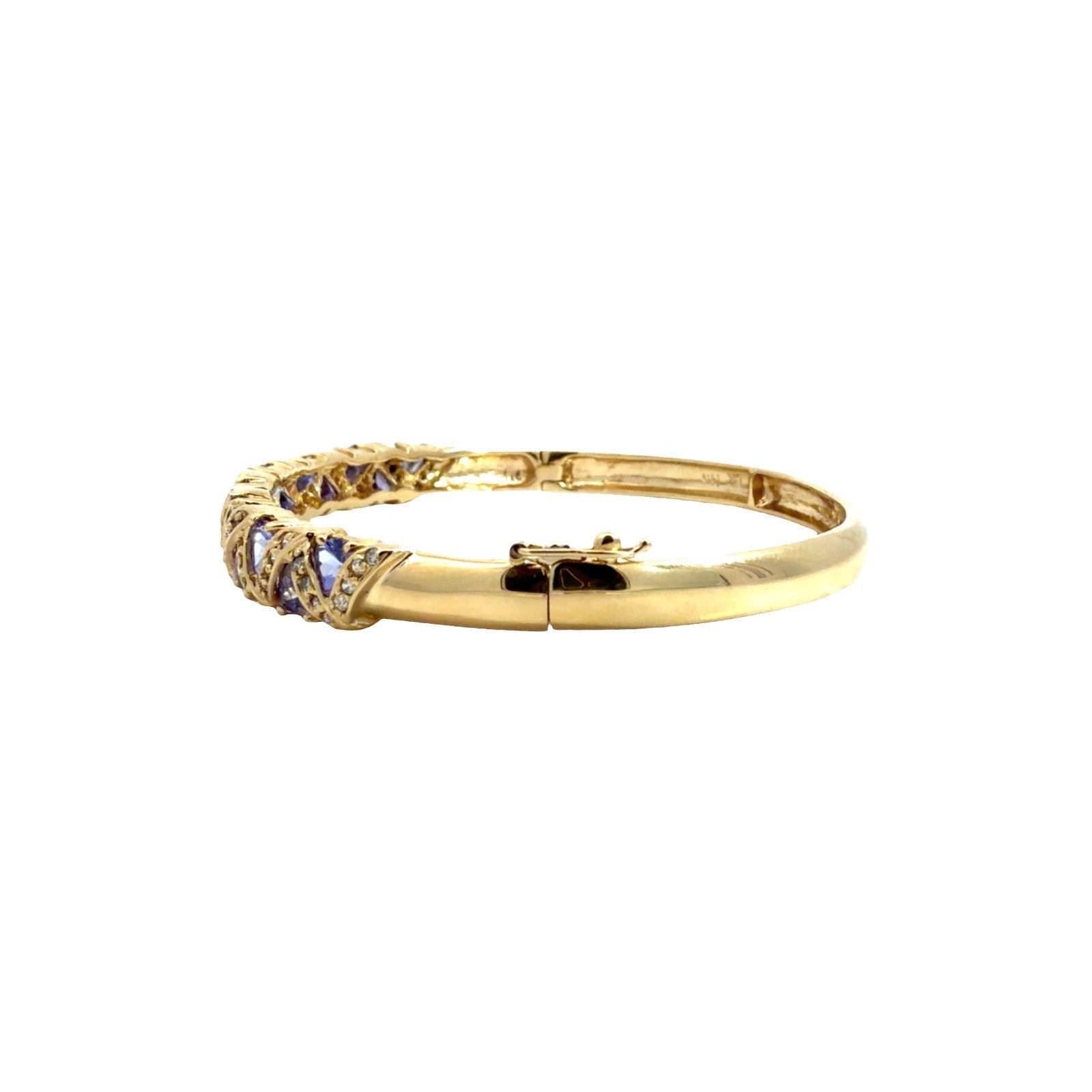 14k Yellow Gold 0.74cttw Diamond & 2.85cttw Iolite Criss-Cross Bangle Bracelet3
