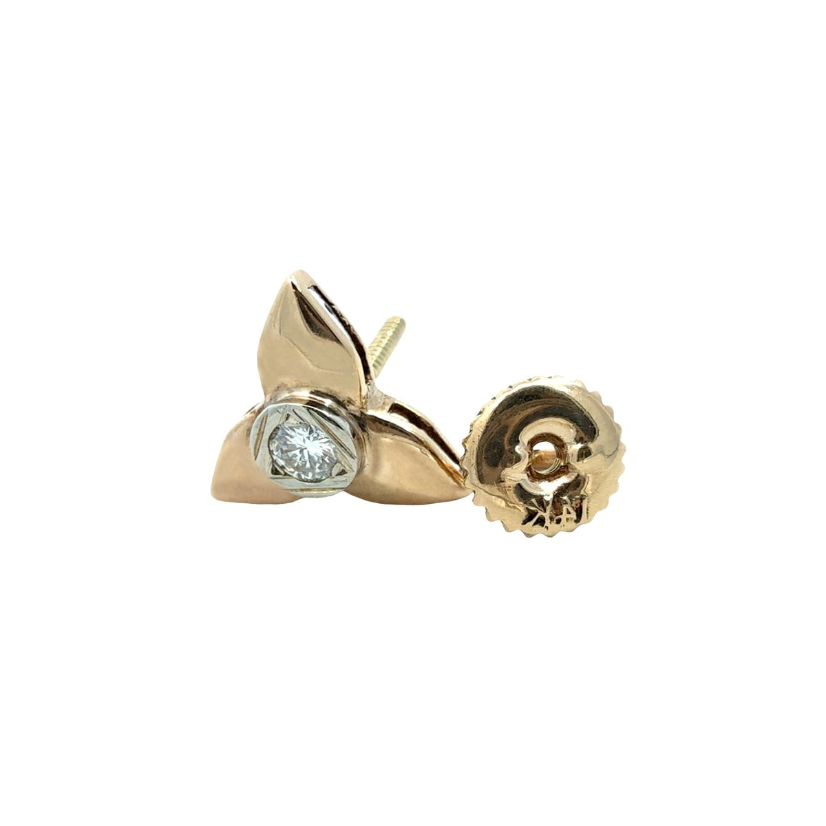 14k Yellow Gold Stamped 0.13cttw Diamond Two-Tone Floral Stud Earrings6