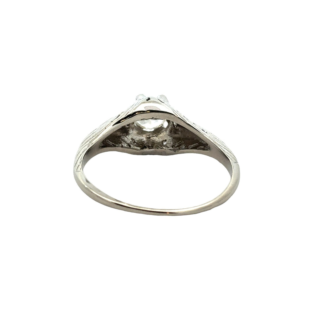 Vintage 14k White Gold Euro Cut 0.48ctw Diamond Engagement RIng Size 5.53