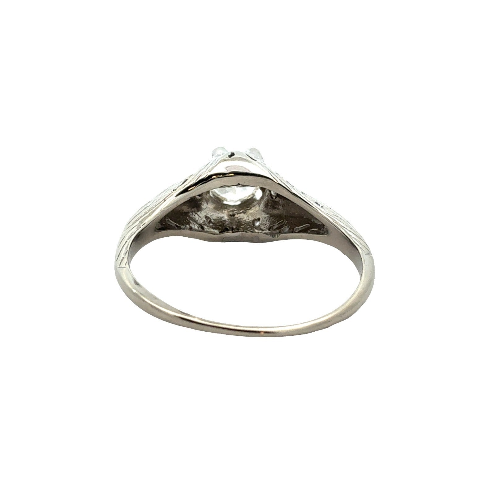 Vintage 14k White Gold Euro Cut 0.48ctw Diamond Engagement RIng Size 5.53