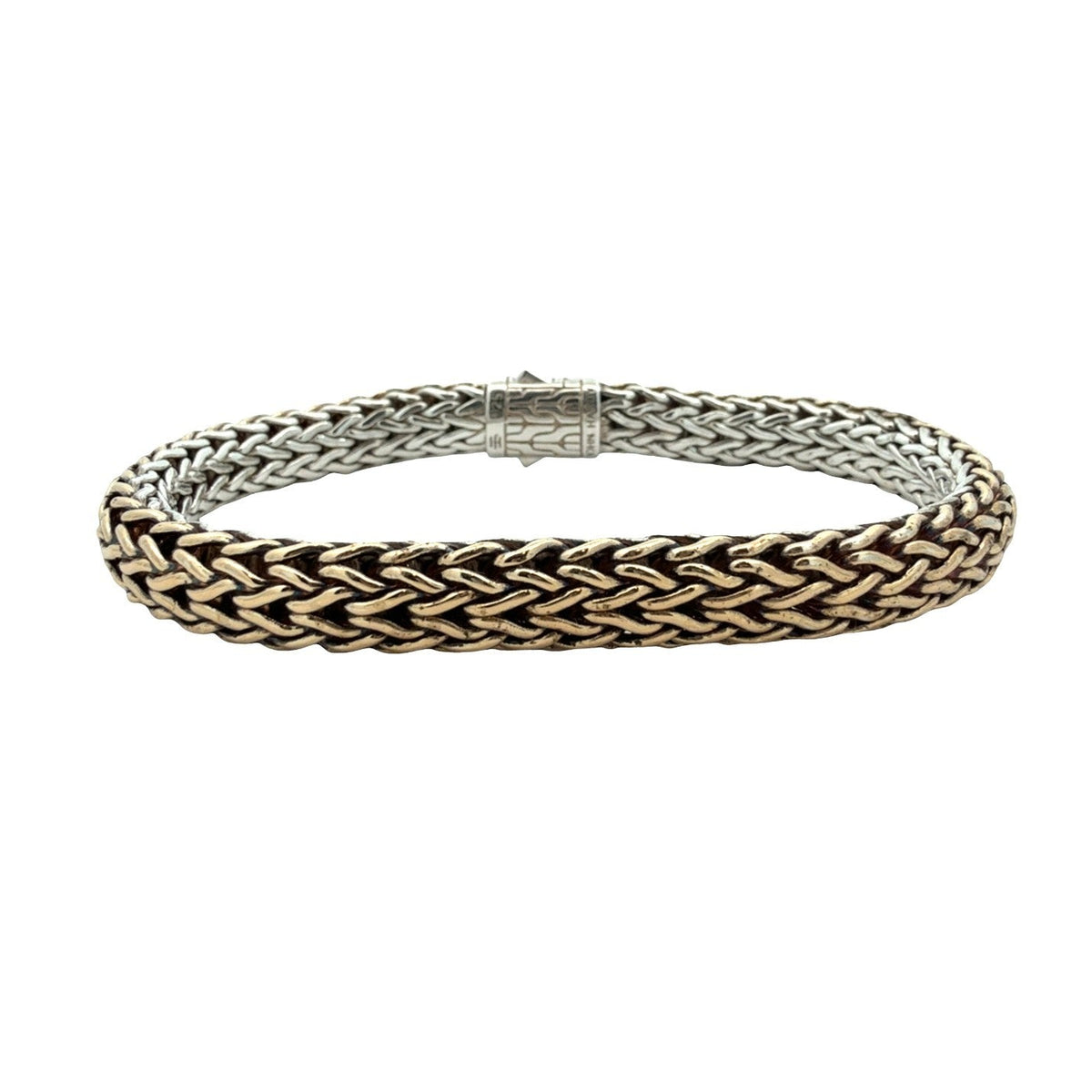 John Hardy Sterling Silver 18k Yellow Gold Accent Woven Chain Bracelet XL0
