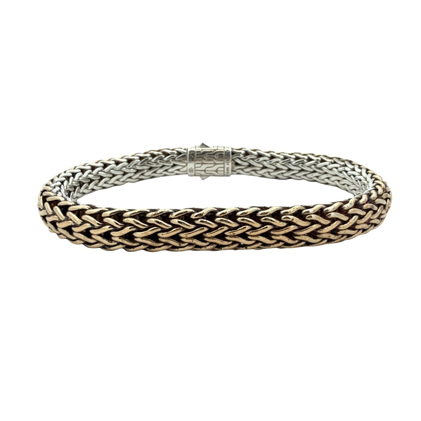 John Hardy Sterling Silver 18k Yellow Gold Accent Woven Chain Bracelet XL0