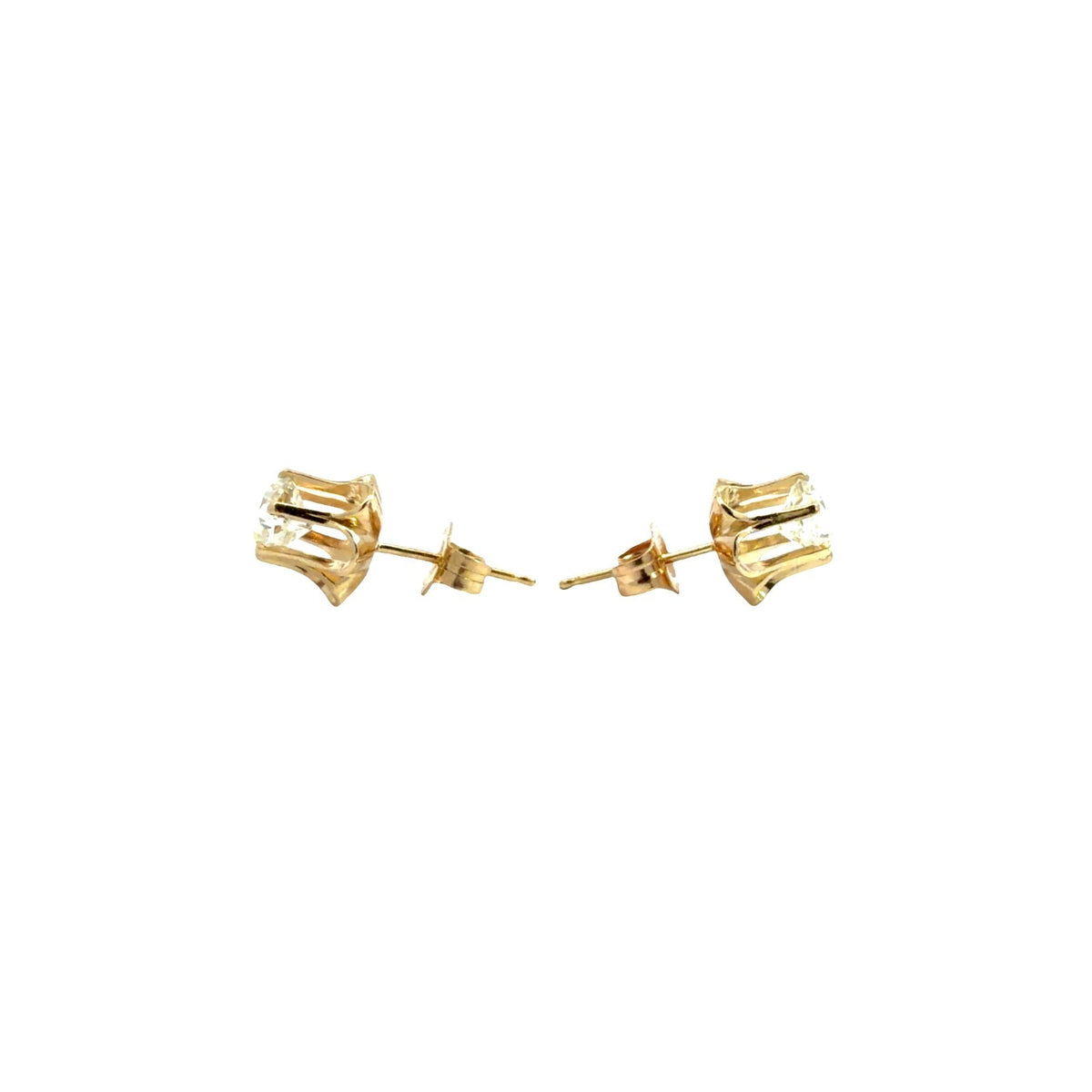 Vintage 14k Yellow Gold Buttercup Set 0.83cttw Round Diamond Stud Earrings2