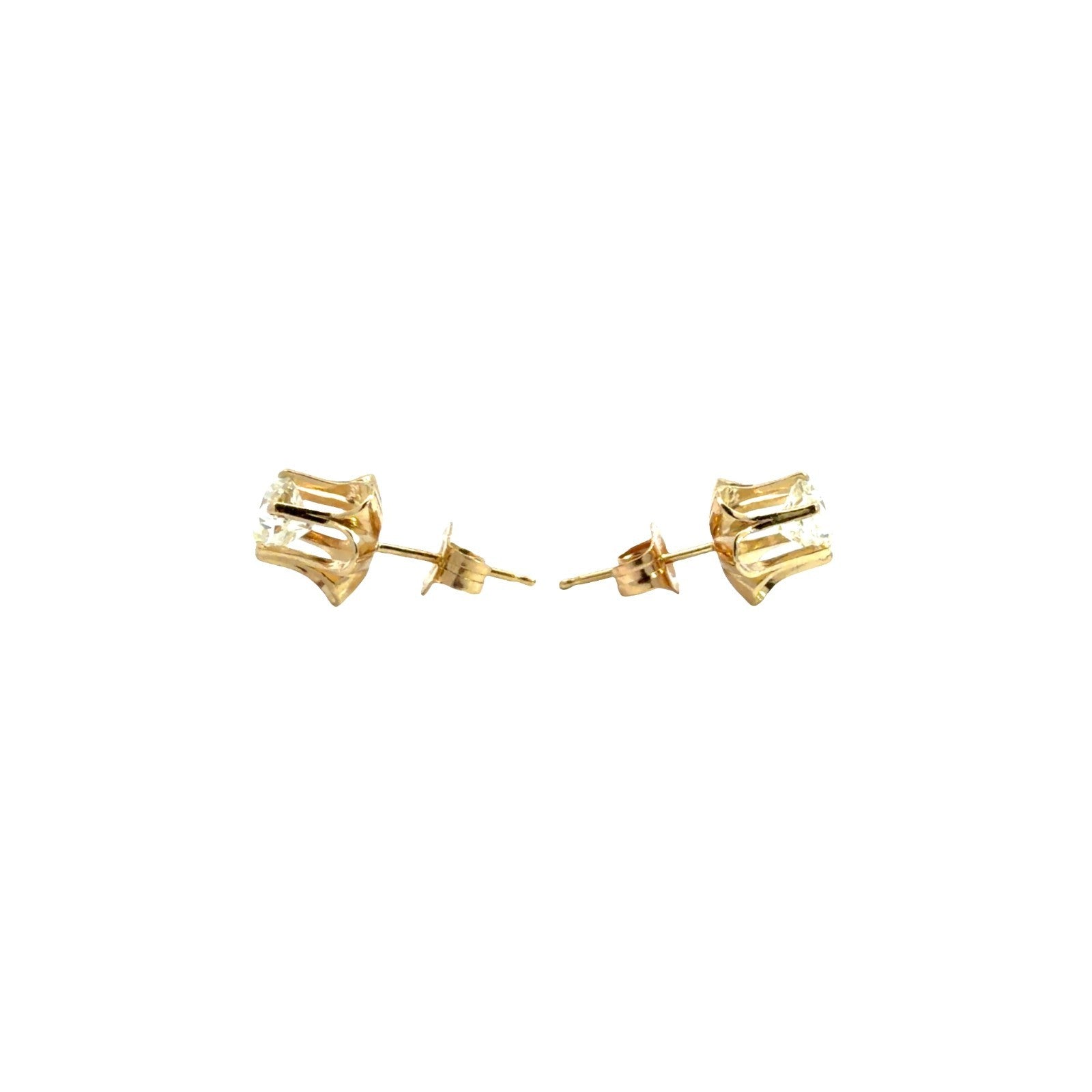 Vintage 14k Yellow Gold Buttercup Set 0.83cttw Round Diamond Stud Earrings2