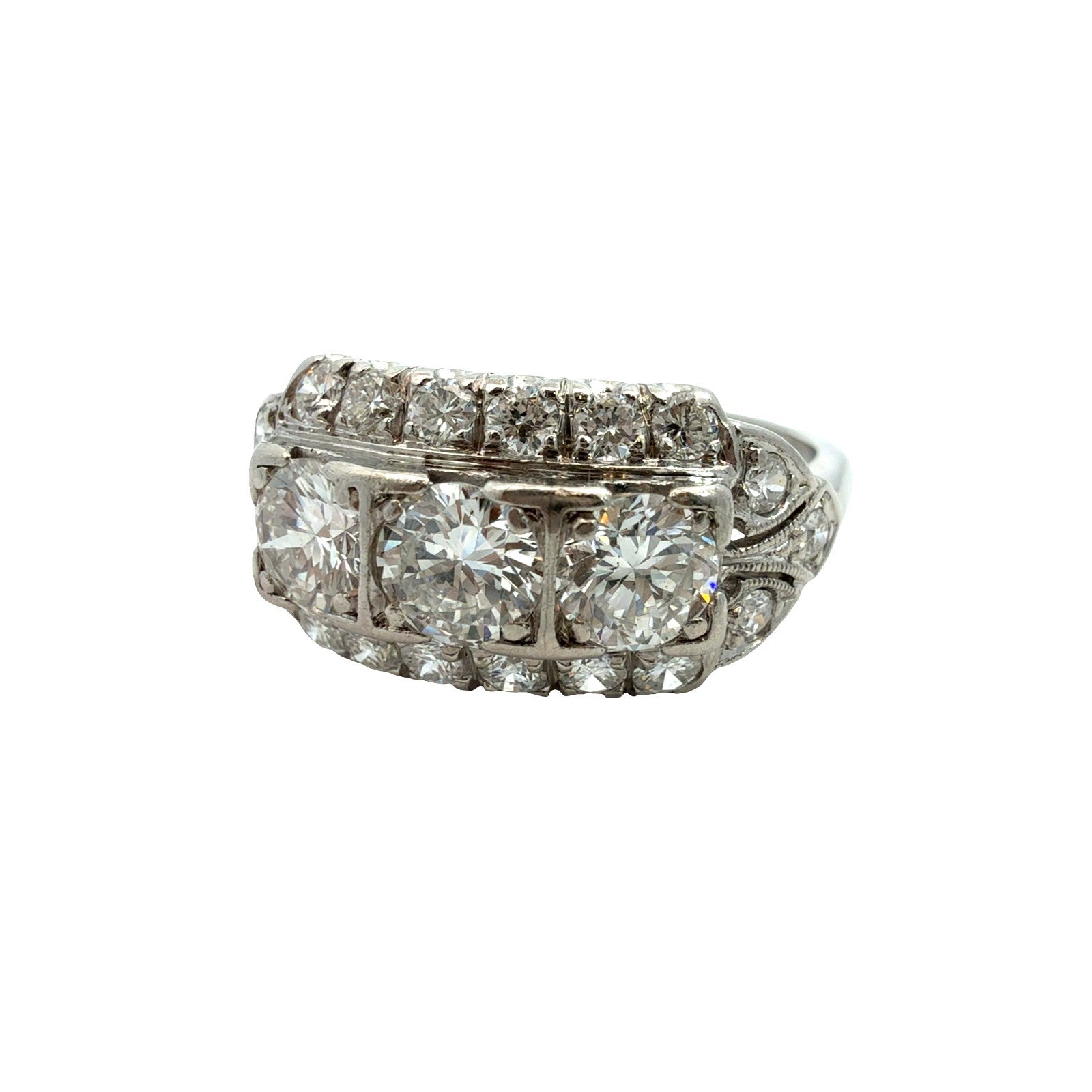 Vintage Platinum Multi-Stone 1.57cttw Diamond Engagement Ring Size 8.255