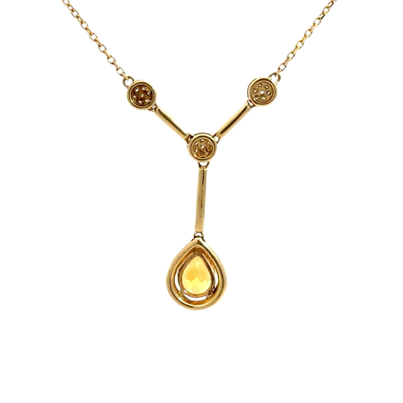 14k Yellow Gold Pendant Necklace with 1.17ctw Citrine and 0.36ctw Diamond0