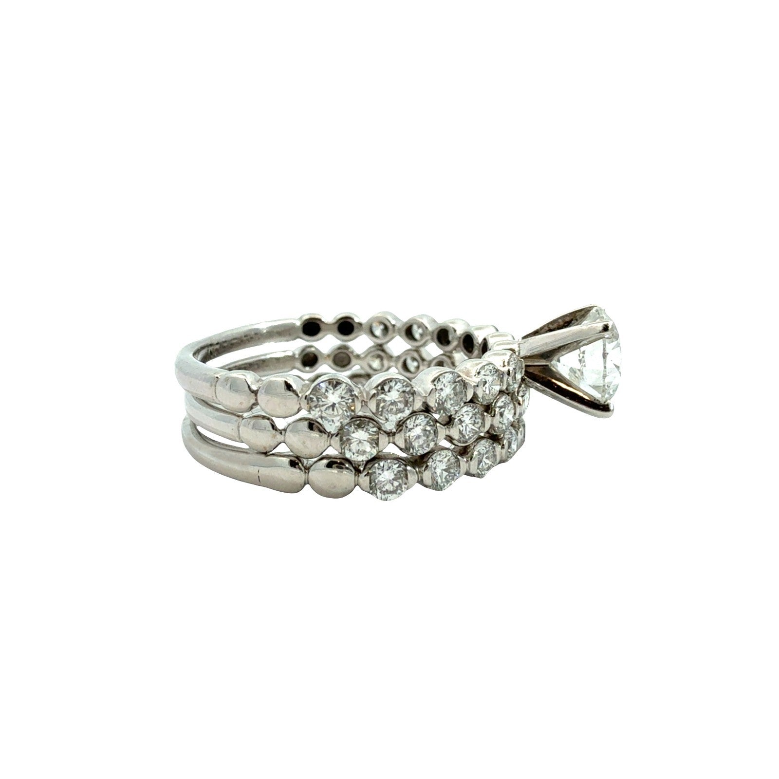 10k White Gold Round 2.35cttw(0.91tcw) Lab Created Diamond Bridal Set 3 Rings4