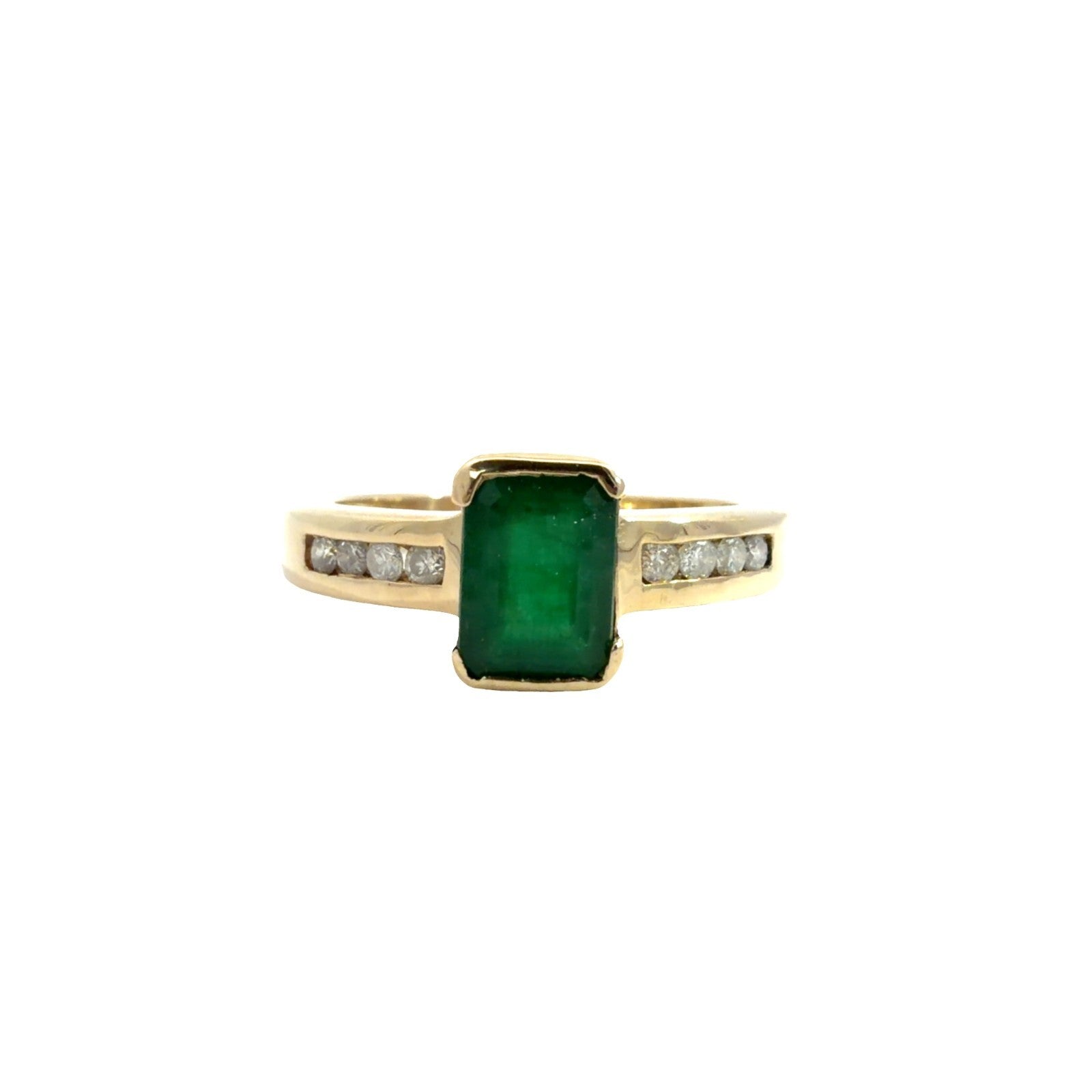 14k Yellow Gold 0.94tcw Emerald & 0.14cttw Diamond Ring Size 6.50