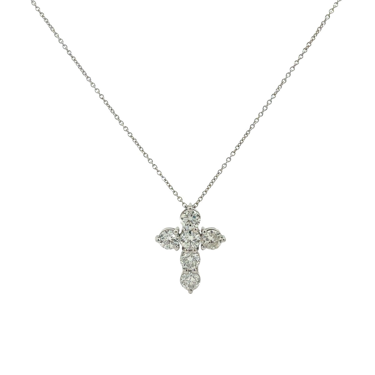 14k White Gold and 2.42cttw Diamond Cross Pendant Necklace1