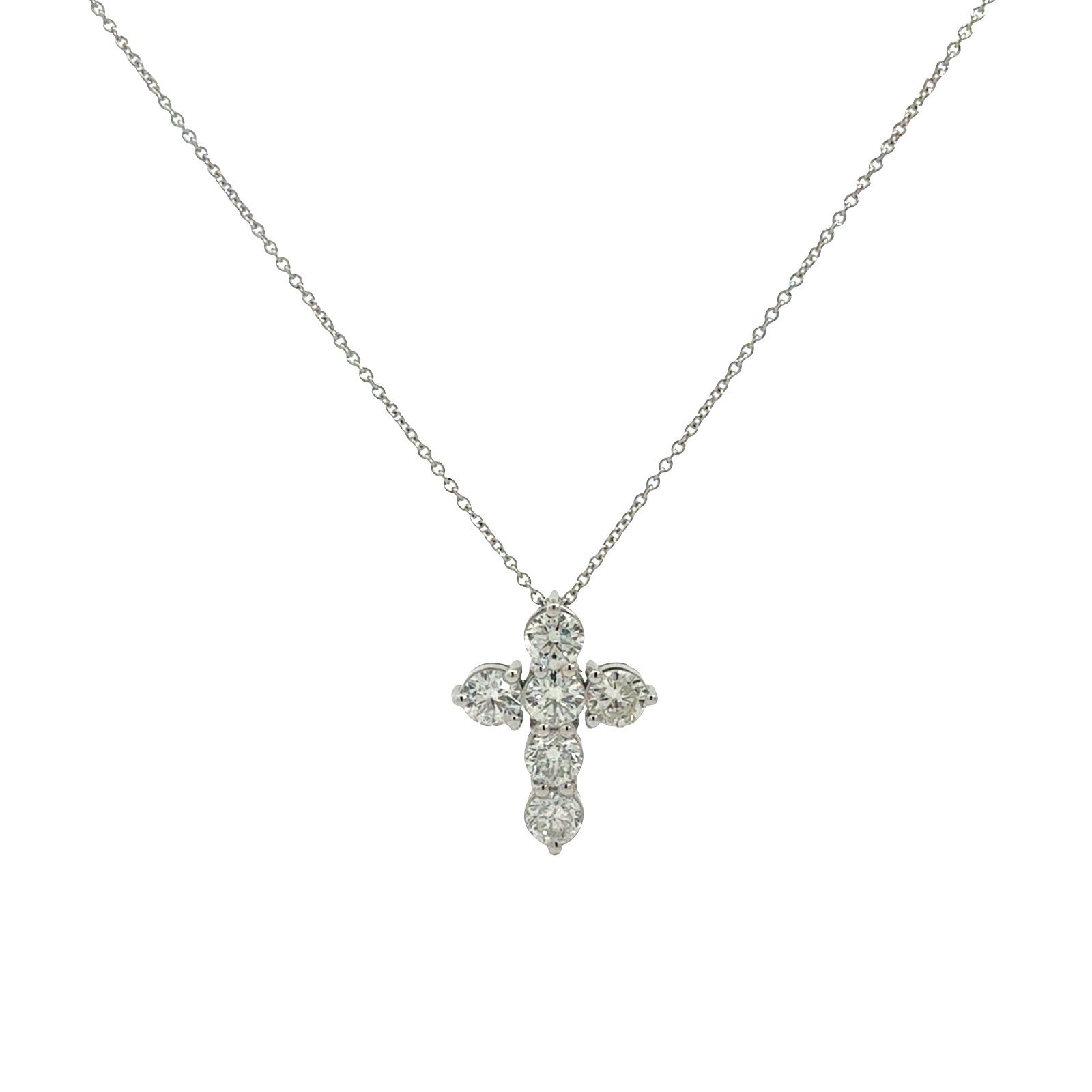 14k White Gold and 2.42cttw Diamond Cross Pendant Necklace0
