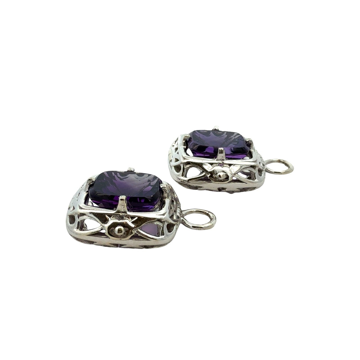 14k White Gold and 4.54cttw Amethyst Earring Jackets3