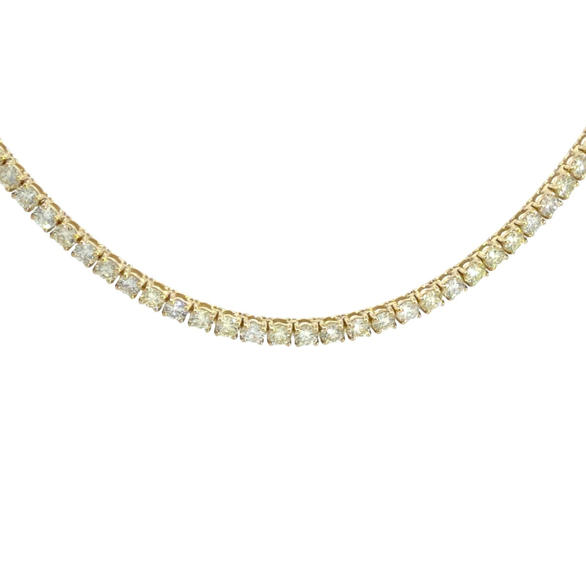 NEW 14k Yellow Gold 11.27cttw Diamond Tennis Necklace 16.5"2