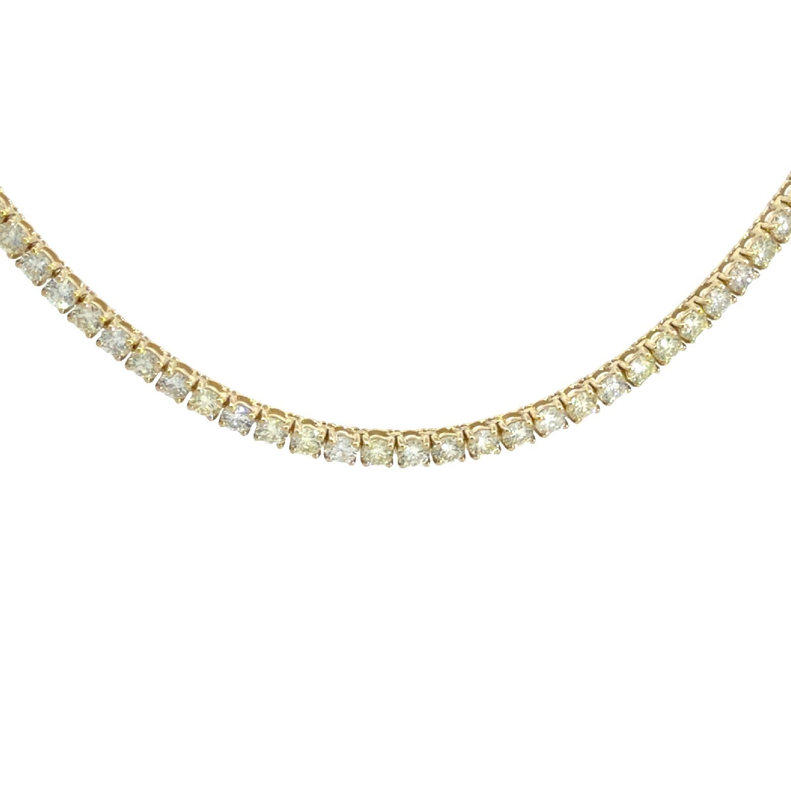 NEW 14k Yellow Gold 11.27cttw Diamond Tennis Necklace 16.5"2