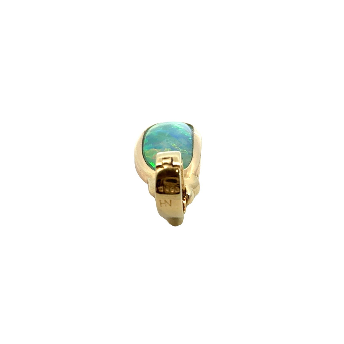 14k Yellow Gold Blue Opal and 0.08cttw Diamond Enhancer Pendant3