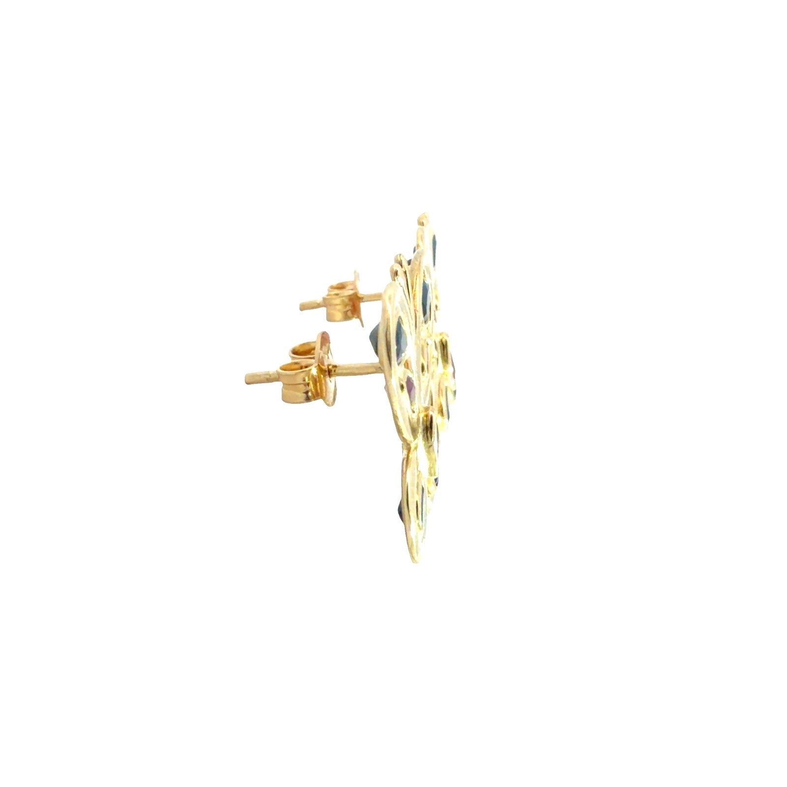Estate 18k Yellow Gold 0.27cttw Ruby & 1.23cttw Sapphire Butterfly Stud Earrings3