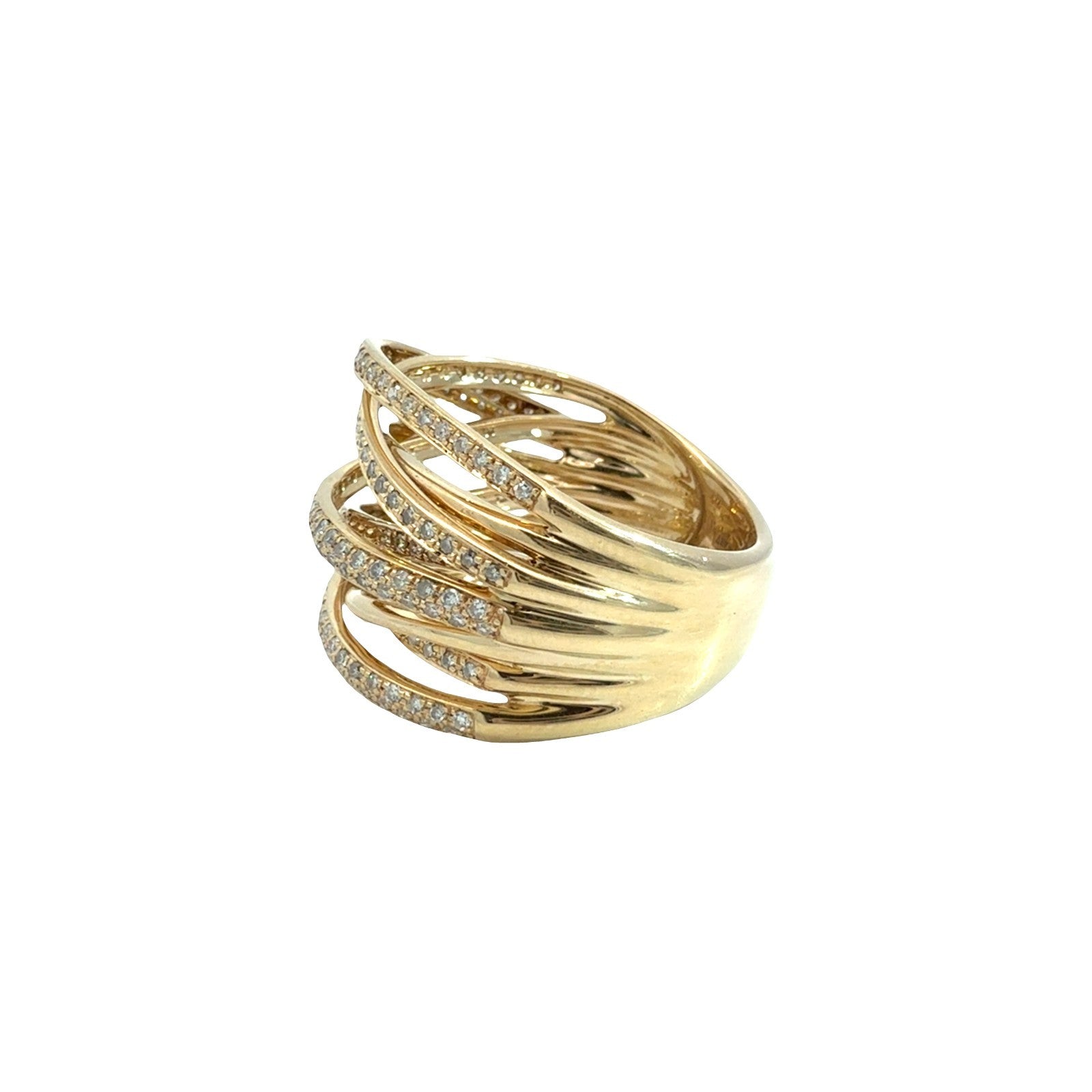 Effy 14k Yellow Gold & 0.90cttw Diamond Layered Crossover Ring Size 72