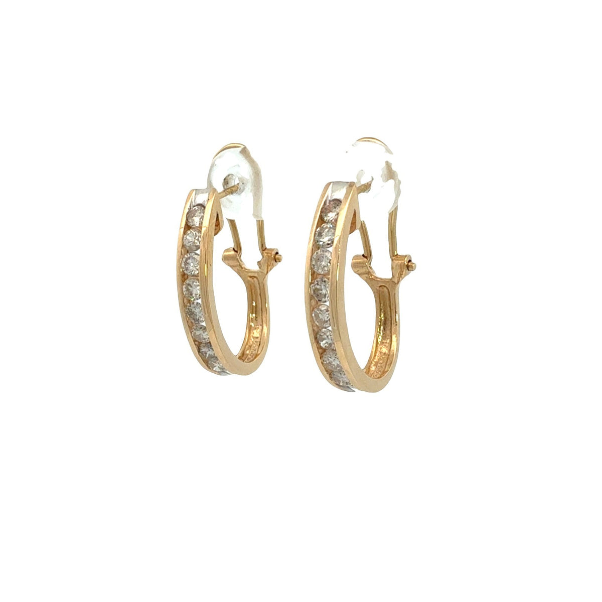 14k Yellow Gold Channel-Set 0.96tcw Diamond Hoop Earrings1