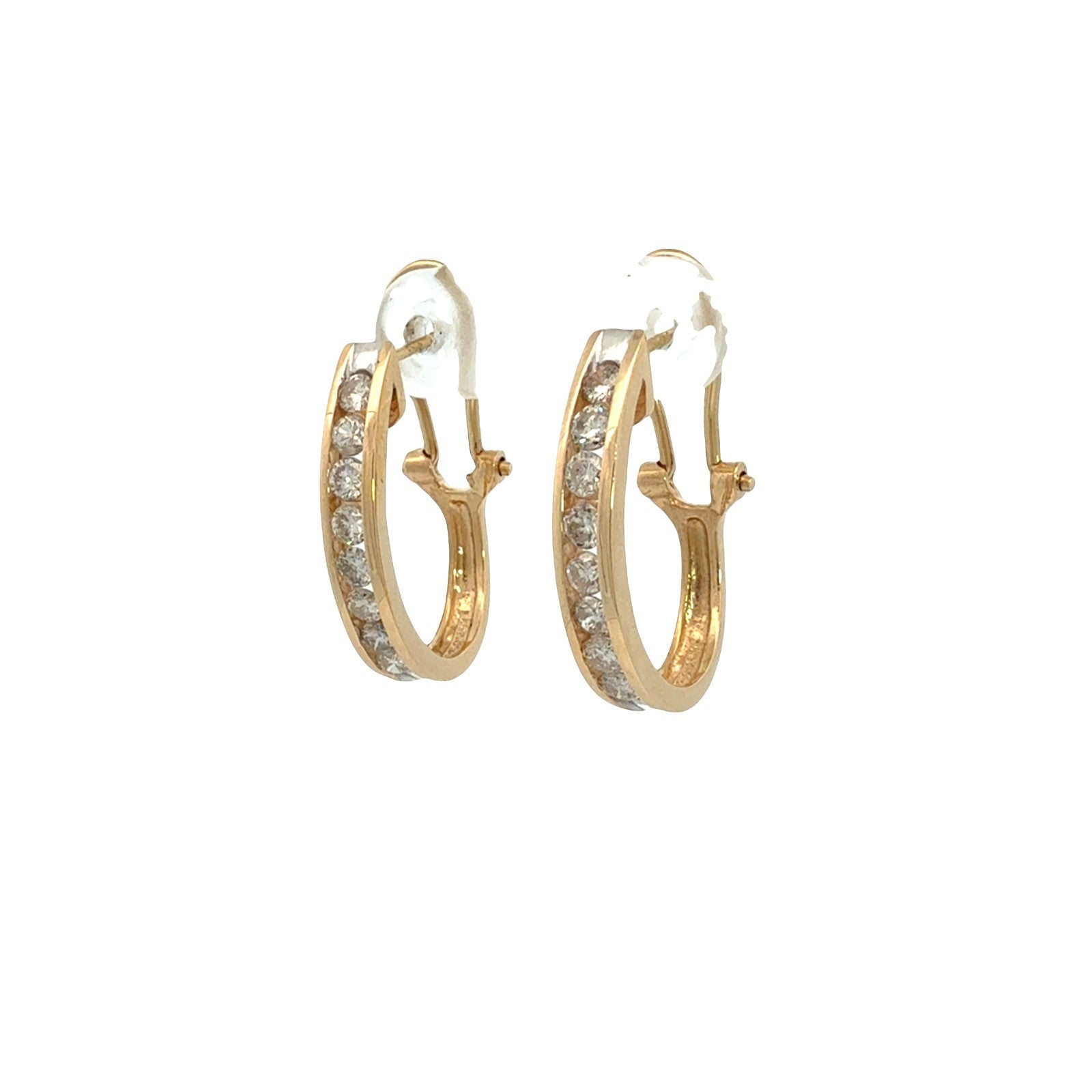 14k Yellow Gold Channel-Set 0.96tcw Diamond Hoop Earrings0