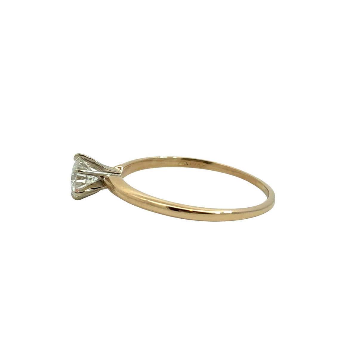 14k Yellow Gold 6 Prong Round 0.54tcw Diamond Engagement Ring Size 8.54