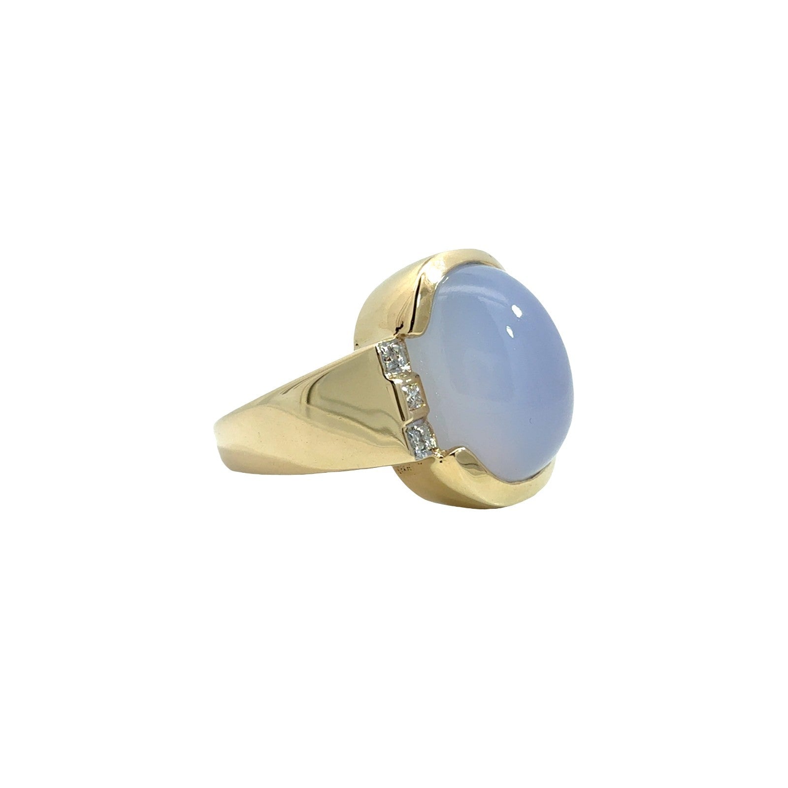 Vintage 14k Yellow Gold 3.60tcw Lavender Chalcedony & 0.07cttw Diamond Ring 80