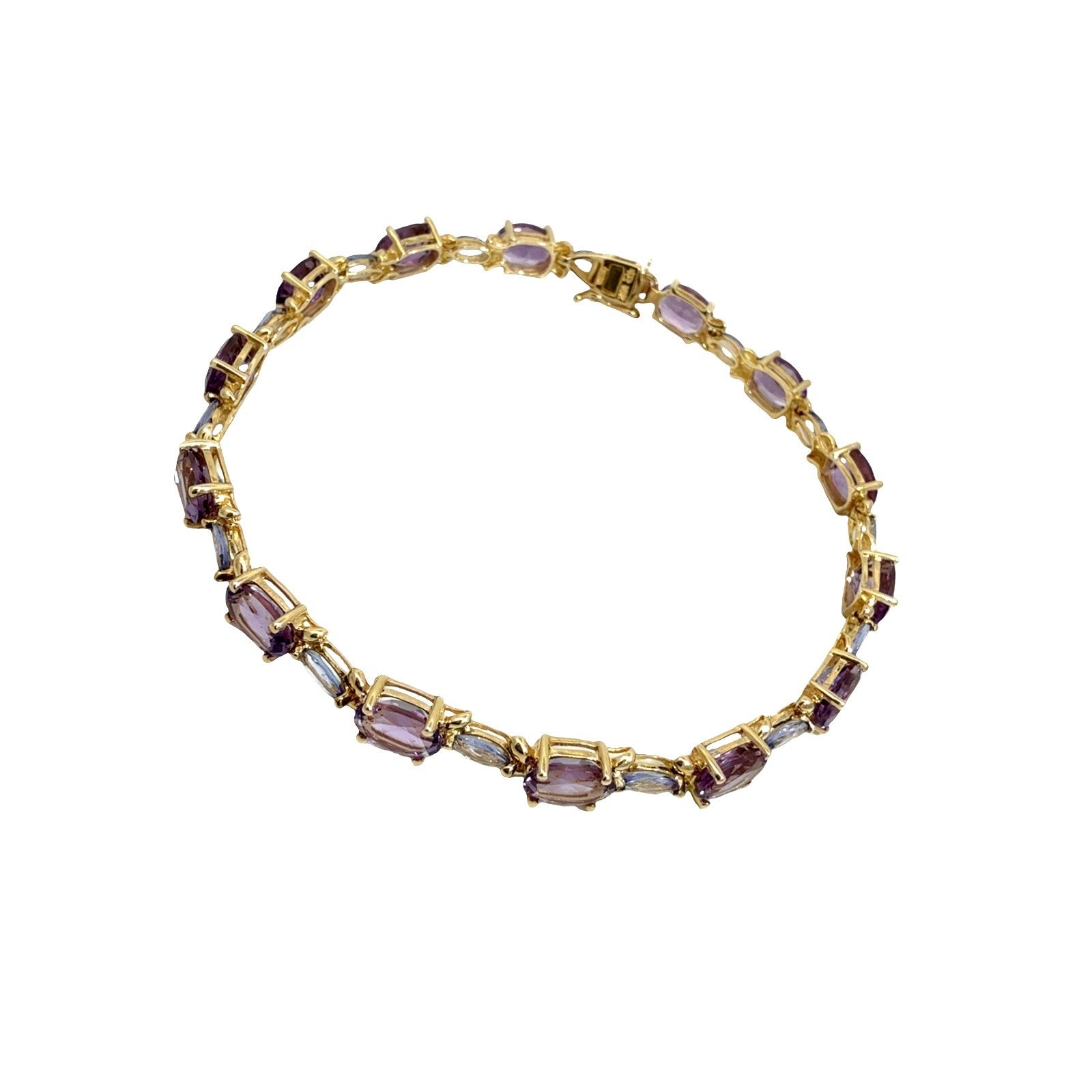 10k Yellow Gold 8.21cttw Amethyst and 1.26cttw Iolite Chain Bracelet0
