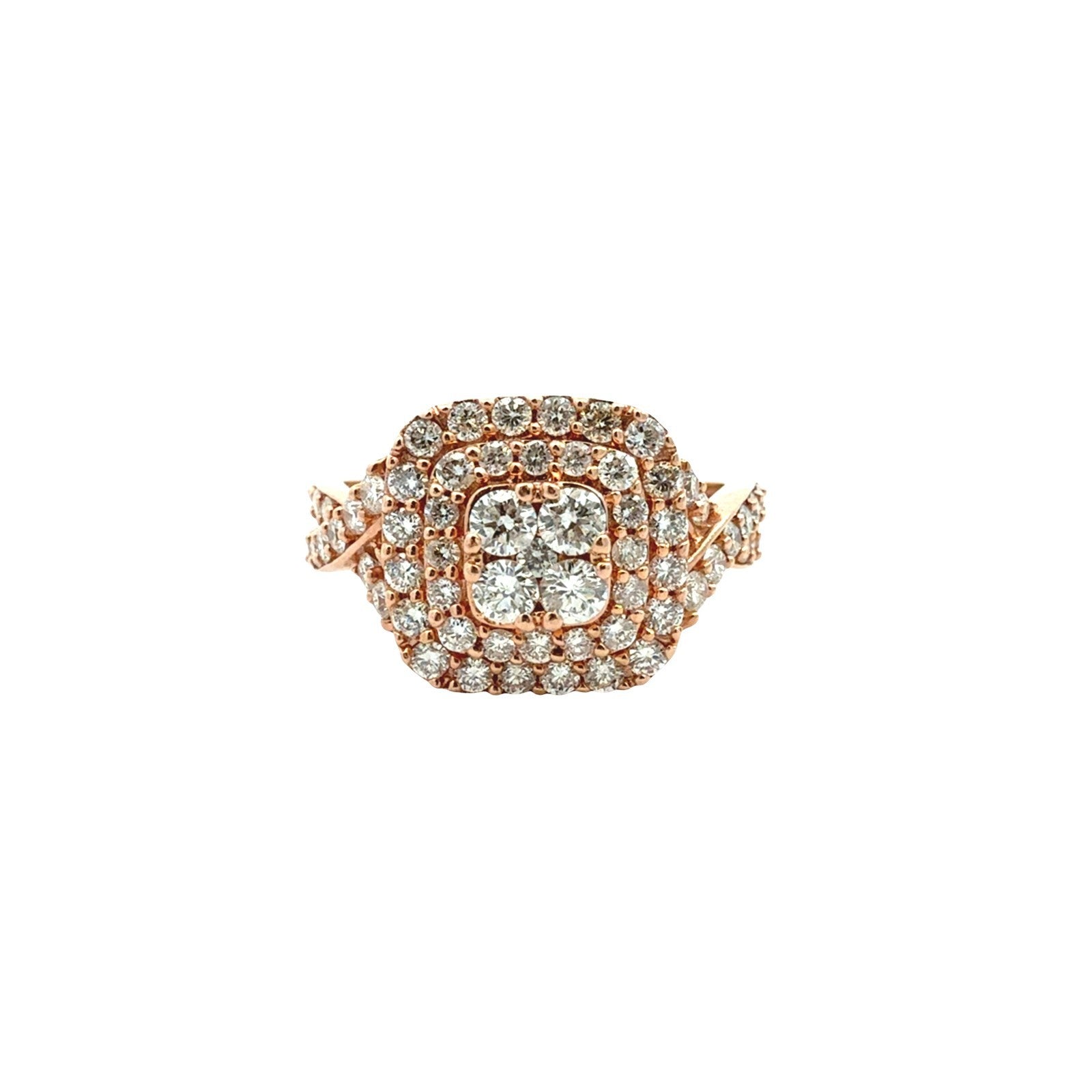 10k Rose Gold 1.08cttw Cluster Double Halo Ring0