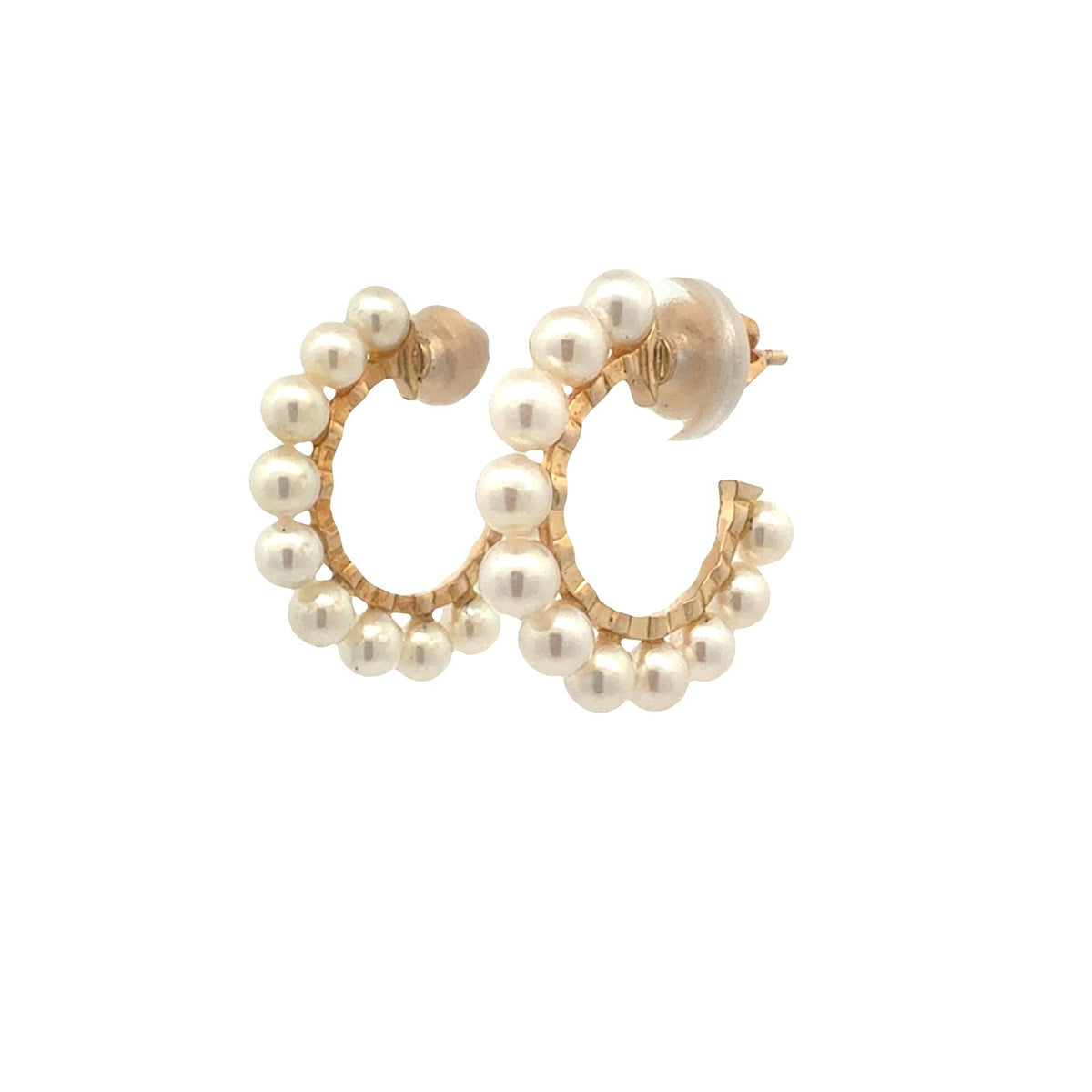 Mikimoto 18k Yellow Gold Pearl Bubble Hoop Earrings1
